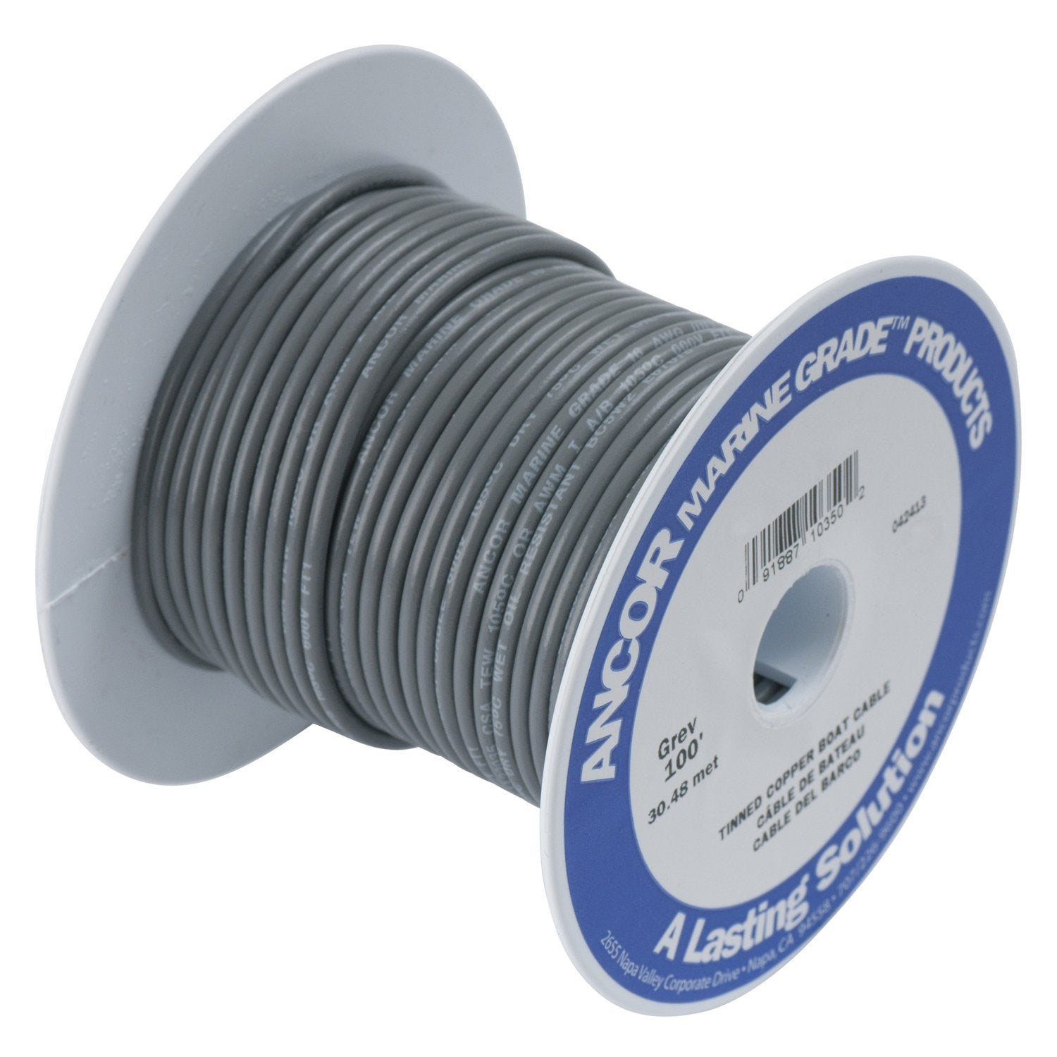 Ancor 104425 Marine Grade Electrical Primary Tinned Copper Boat Wiring (14-Gauge, Grey, 250-Feet)
