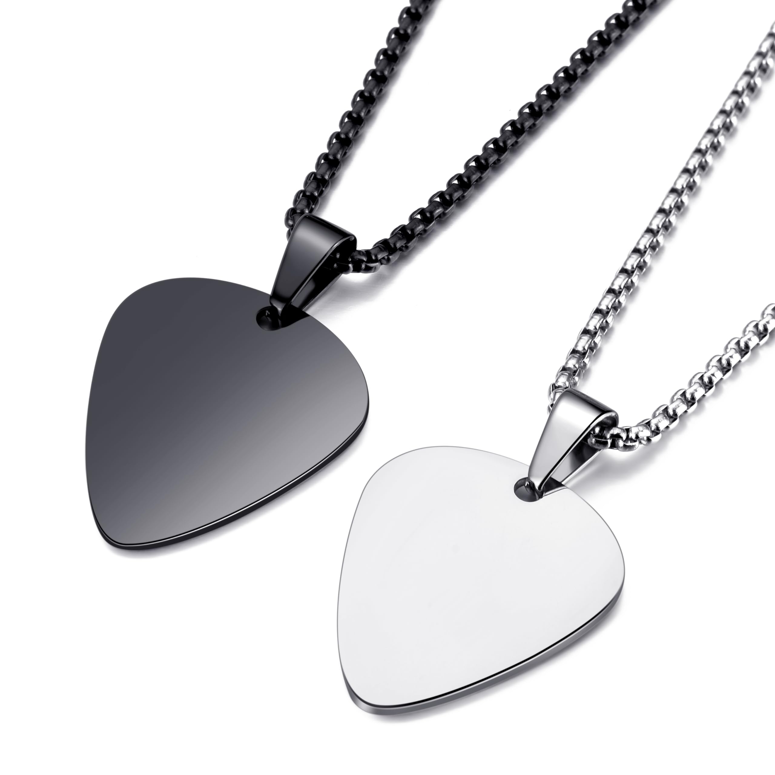 vicima Guitar Pick Necklace for Men Women Guitar Pendant 24 Inches Stainless Steel Chain, BFF Necklace for 2