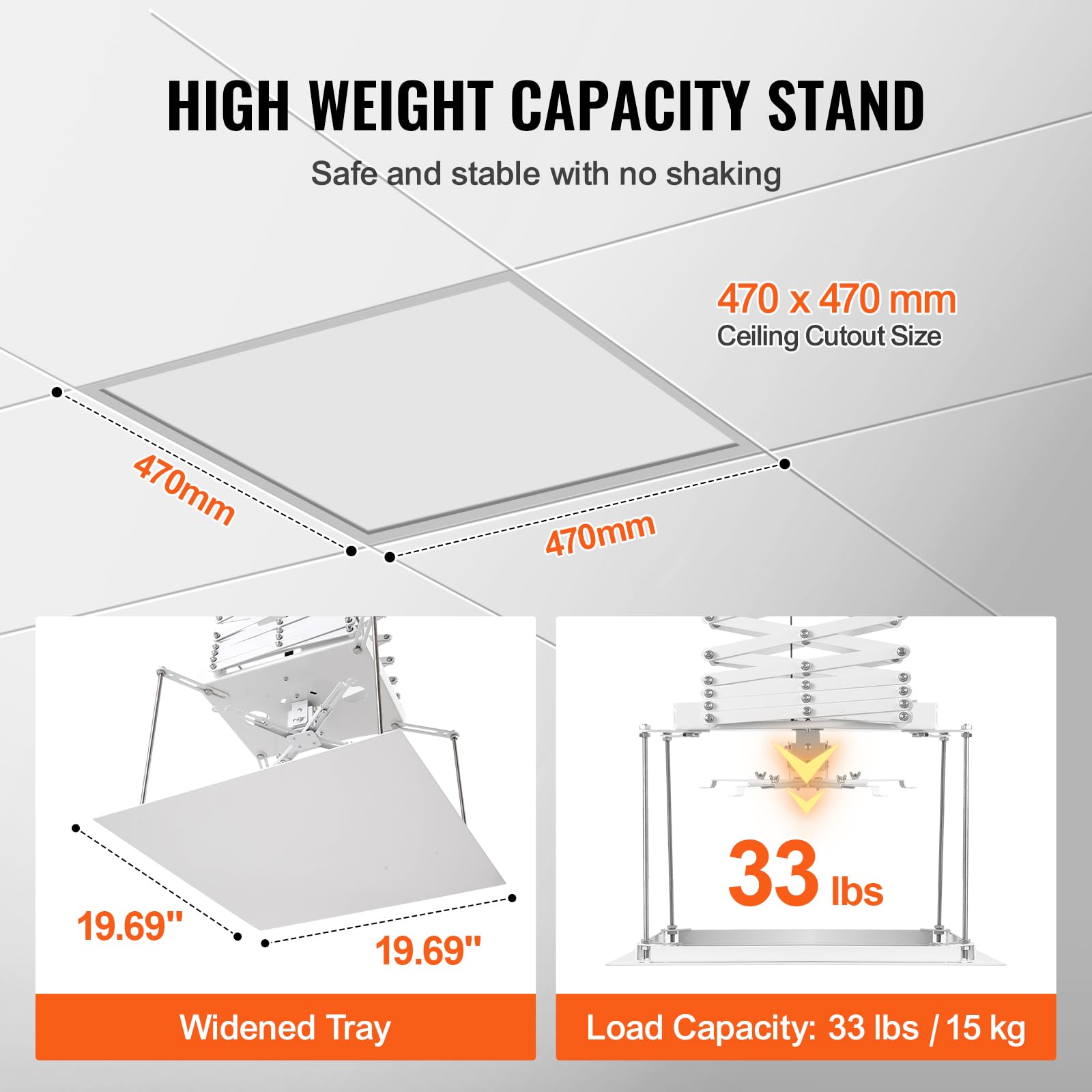 Vevor Motorized Projector Lift, Electric Height Adjustable 59 In, Hidden Ceiling Mount With Remote And Wired Control, Ideal For