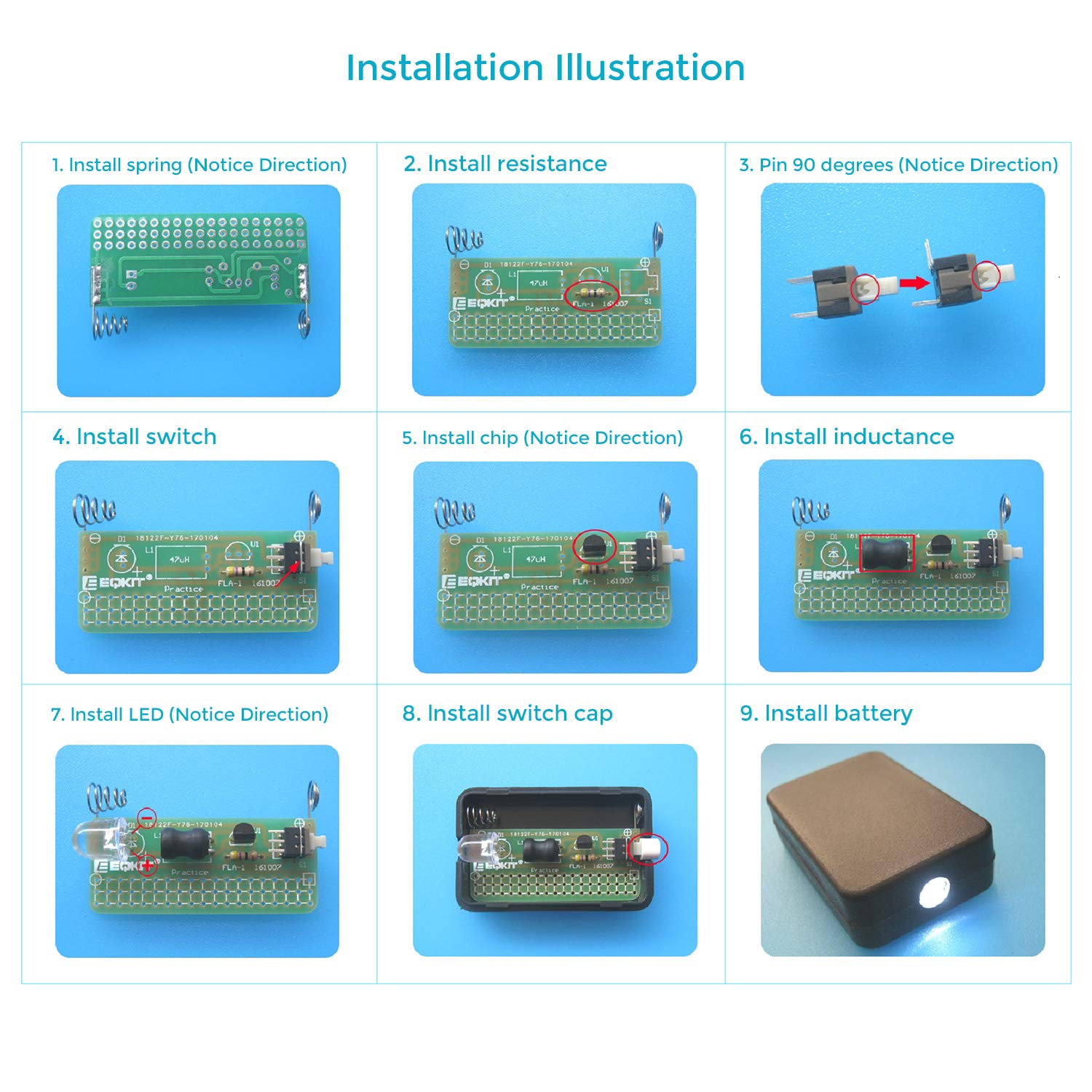 Mioyoow 2 Pack Simple Flashlight Diy Kit Module For Soldering Electronics Practice Funny Diy
