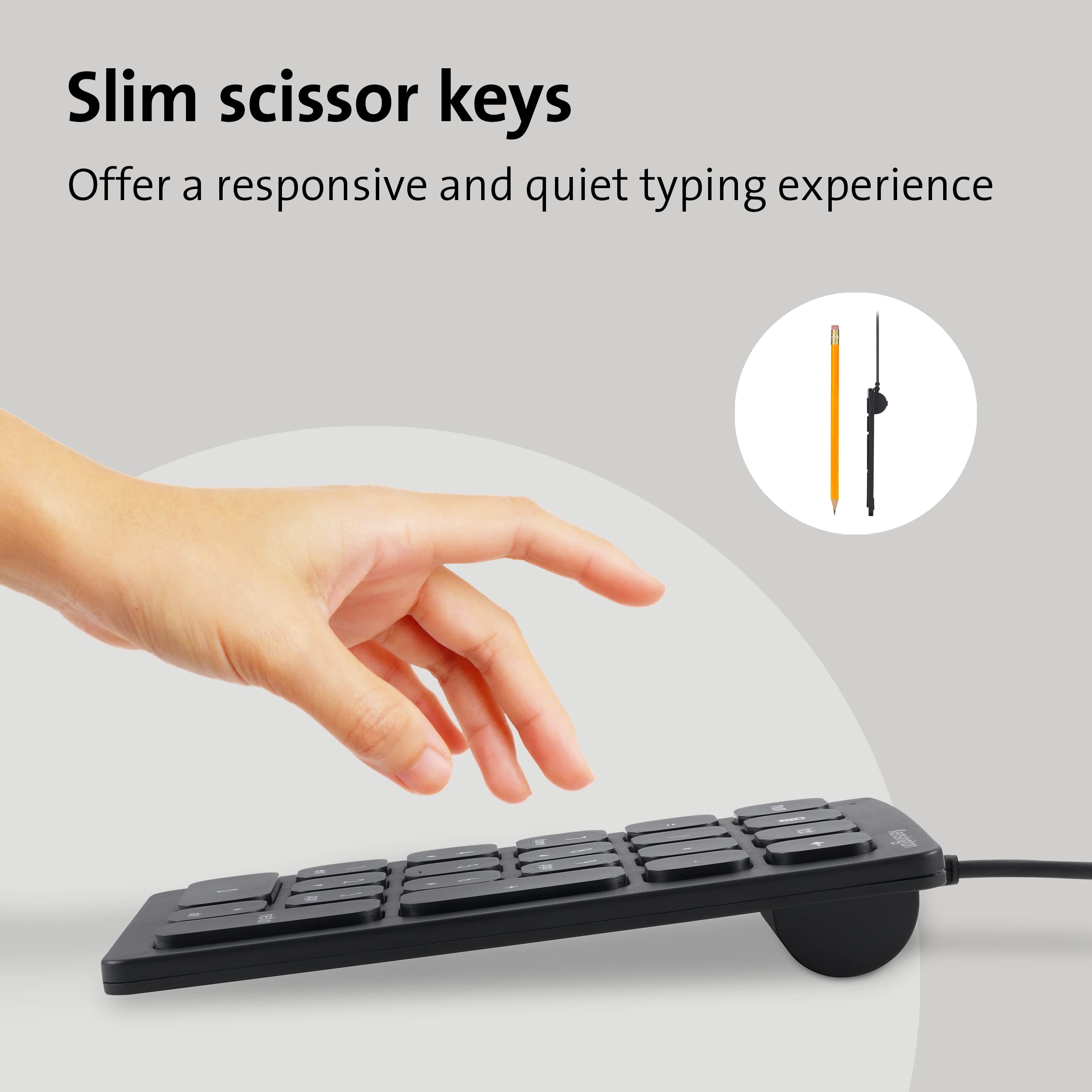 Kensington Wired Numeric Keypad With Plug & Play Usb Connection, 21 Key Numpad With 4 Shortcut Keys For Pc, Laptops And Other De