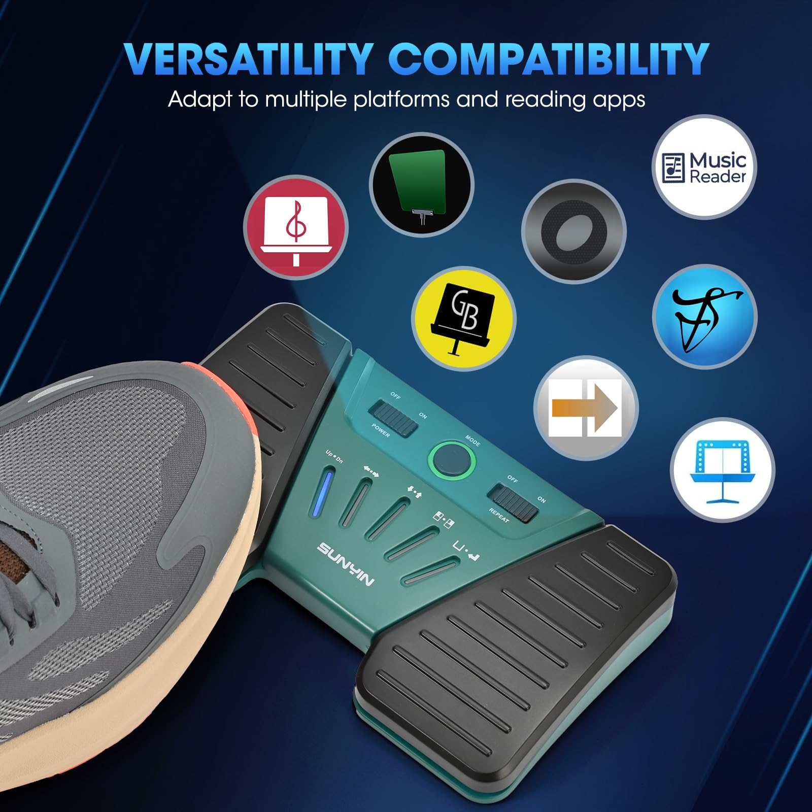 Wireless Page Turner Pedal Bluetooth Foot Pedal Music Page Turner Pedal For Phones Ipad Tablets Phone Rechargeable Hands Free Pa