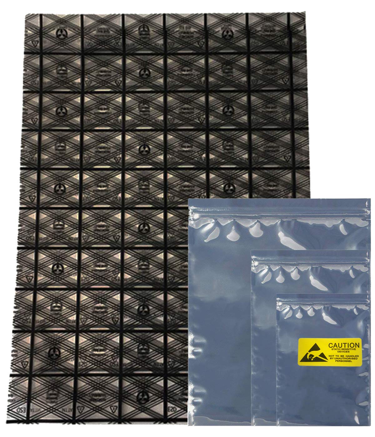 Daarcin 40Pcs Mixed 4 Size Open Top Antistatic Bag And Resealable Antistatic Bags Esd Shielding Bag For Motherboard Hard Drive V