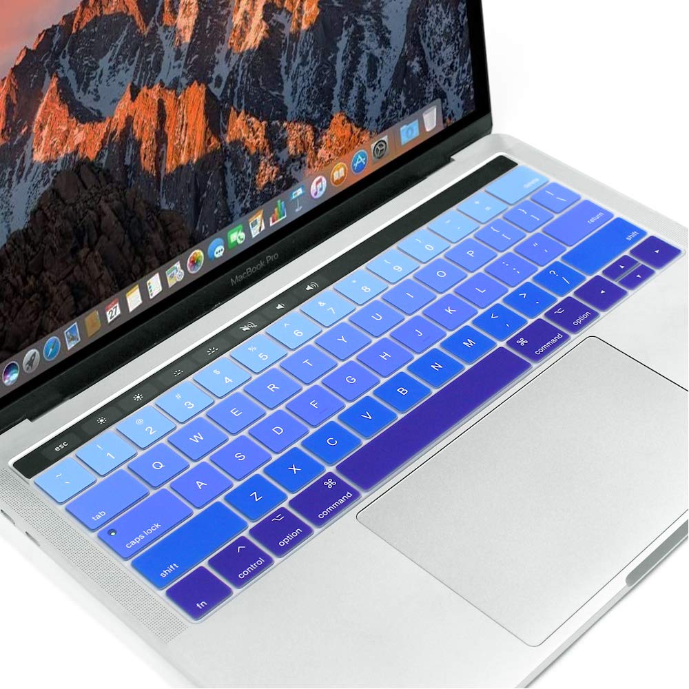 Proelife Blue Gradient Keyboard Cover Ultra Thin Keyboard Protector Skin For Macbook Pro With Touch Bar 13 Inch 15 Inch (Model A