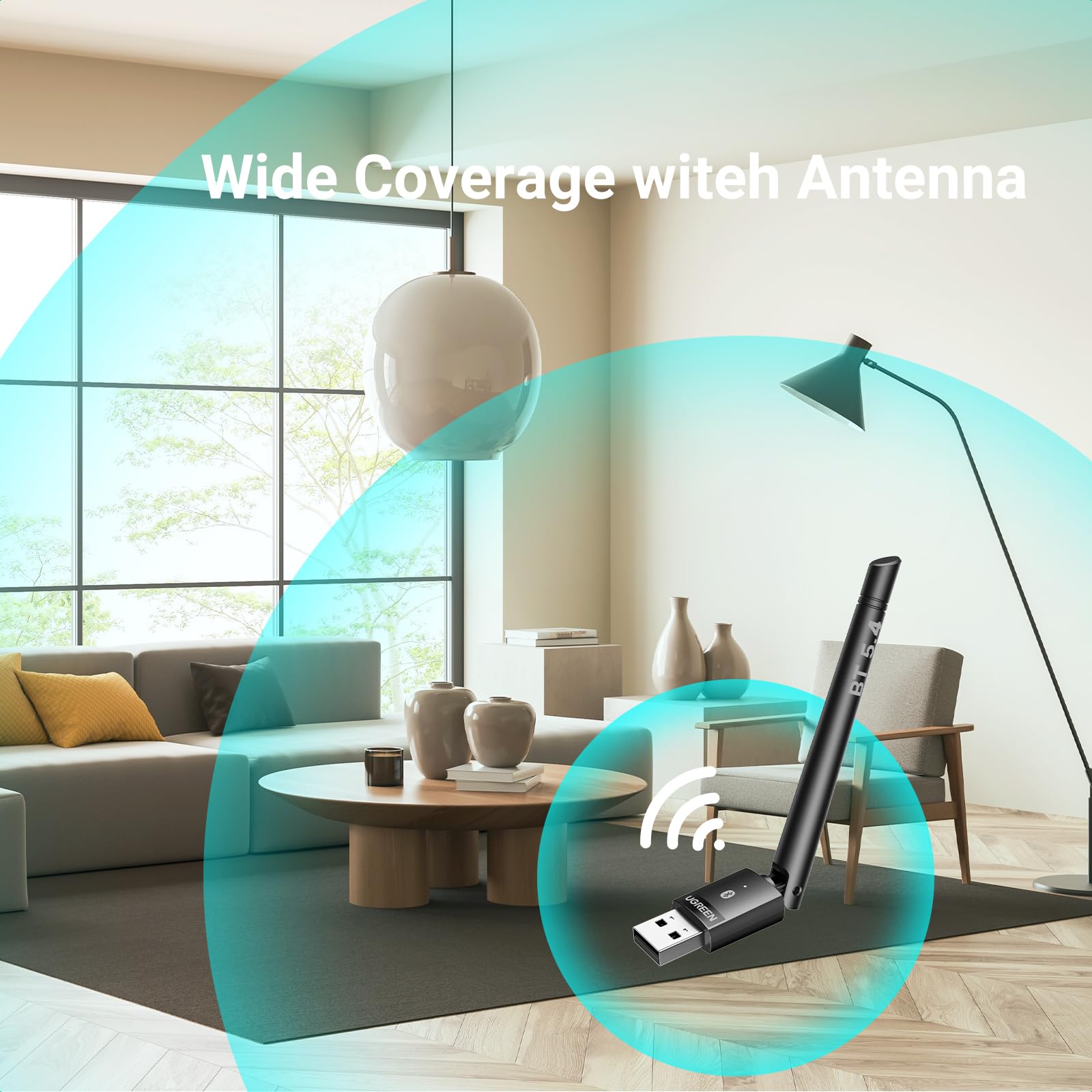 Ugreen 2024 Bluetooth 5.4 Adapter For Pc, Long Range Usb Bluetooth Dongle (Br+Edr+Ble), Wireless Transfer For Bluetooth Mouse Ke