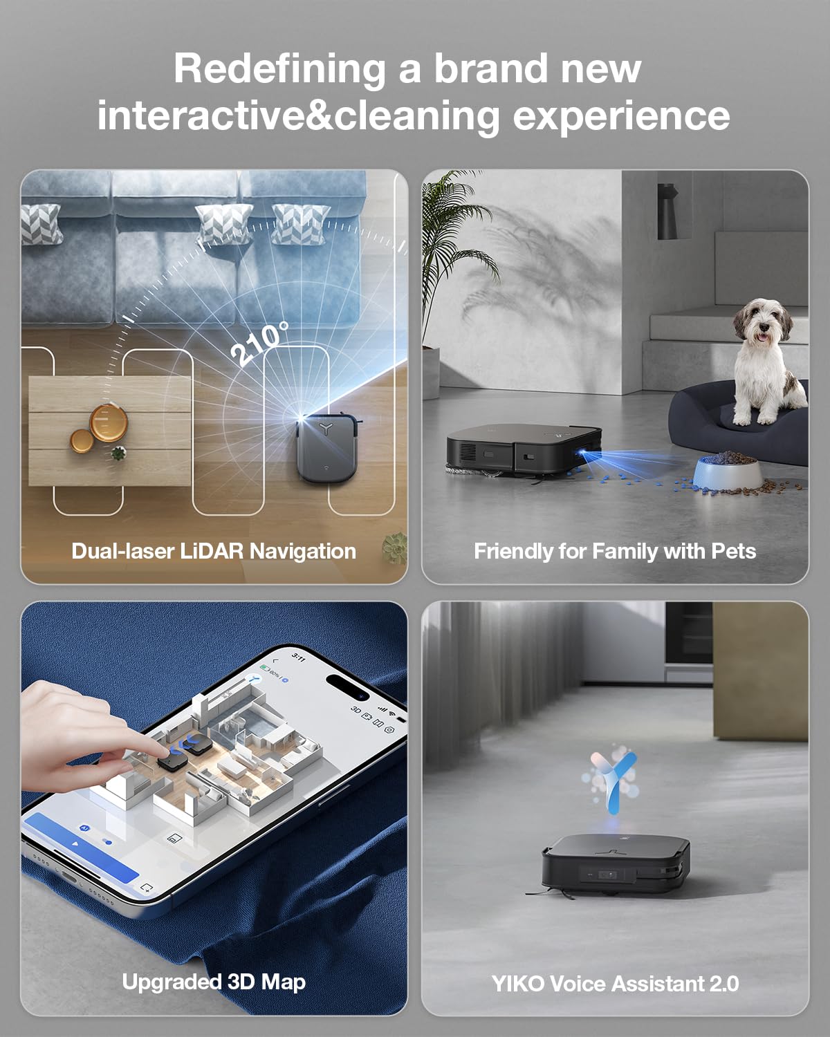 Ecovacs Deebot X2 Combo Robot Vacuum And Mop, 8700Pa Suction, 15Mm Lift, Omni Station With Hot Water Mop Washing, Self Emptying,