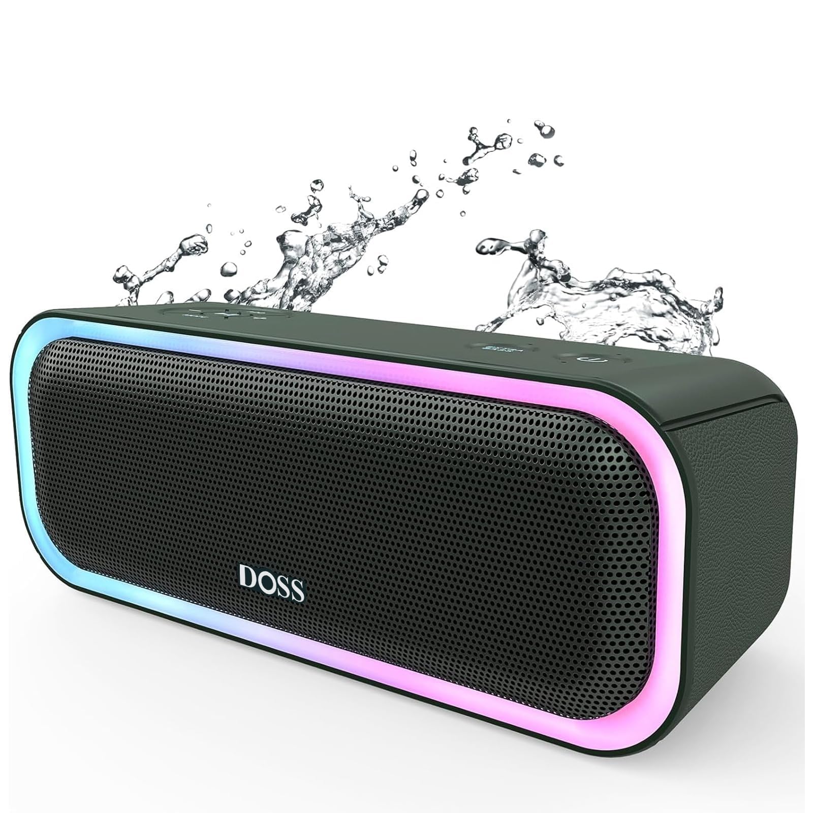 DOSS SoundBox Pro Bluetooth Speaker, 20W Stereo Sound, Active Extra Bass, 20H Playtime, Multi-Colors Lights, Wireless Stereo Pai