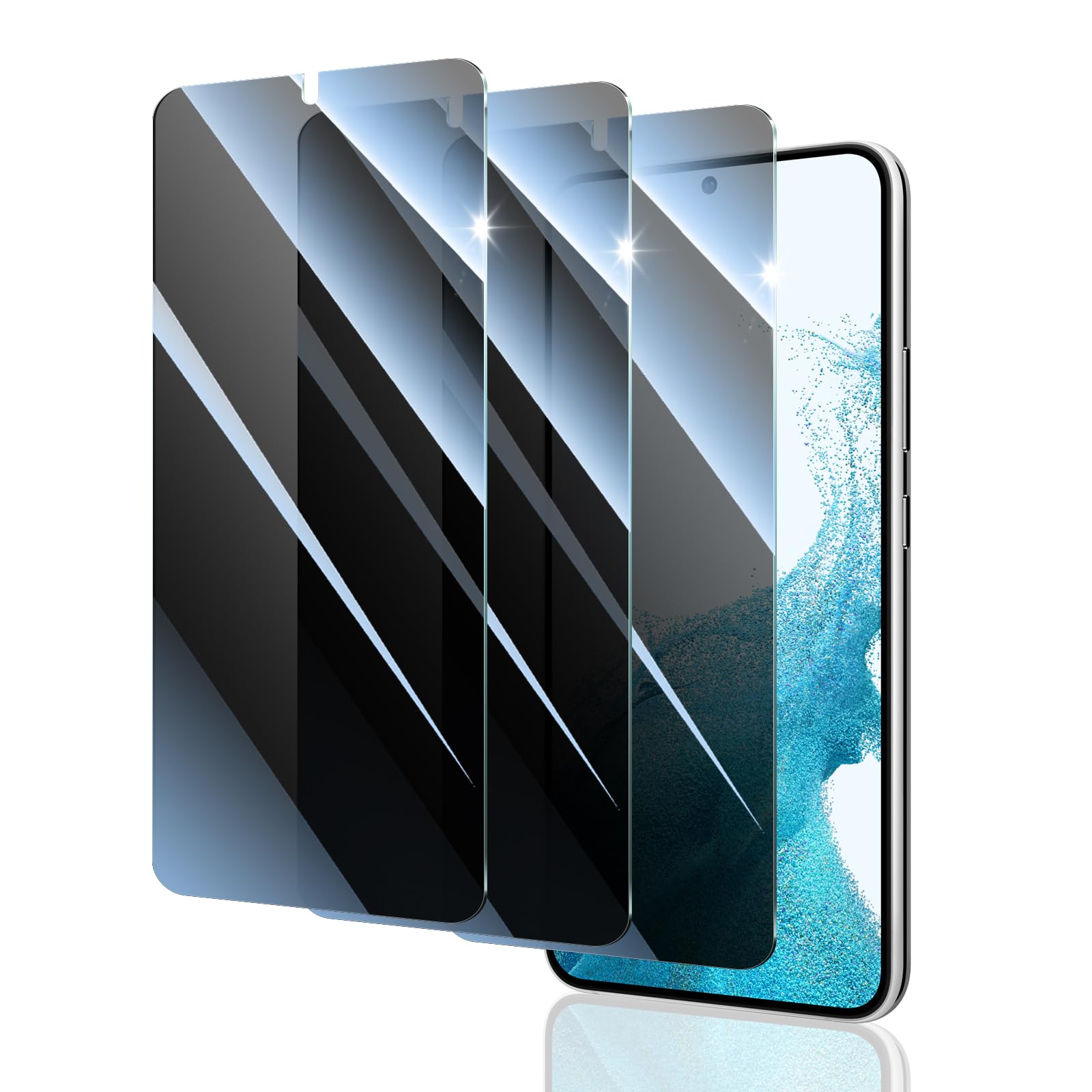 Privacy Screen Protector for Samsung Galaxy S22+/S22 Plus/S23+/S23 Plus, Anti-Spy Tempered Glass, 9H Hardness Anti-Scratch Shatt