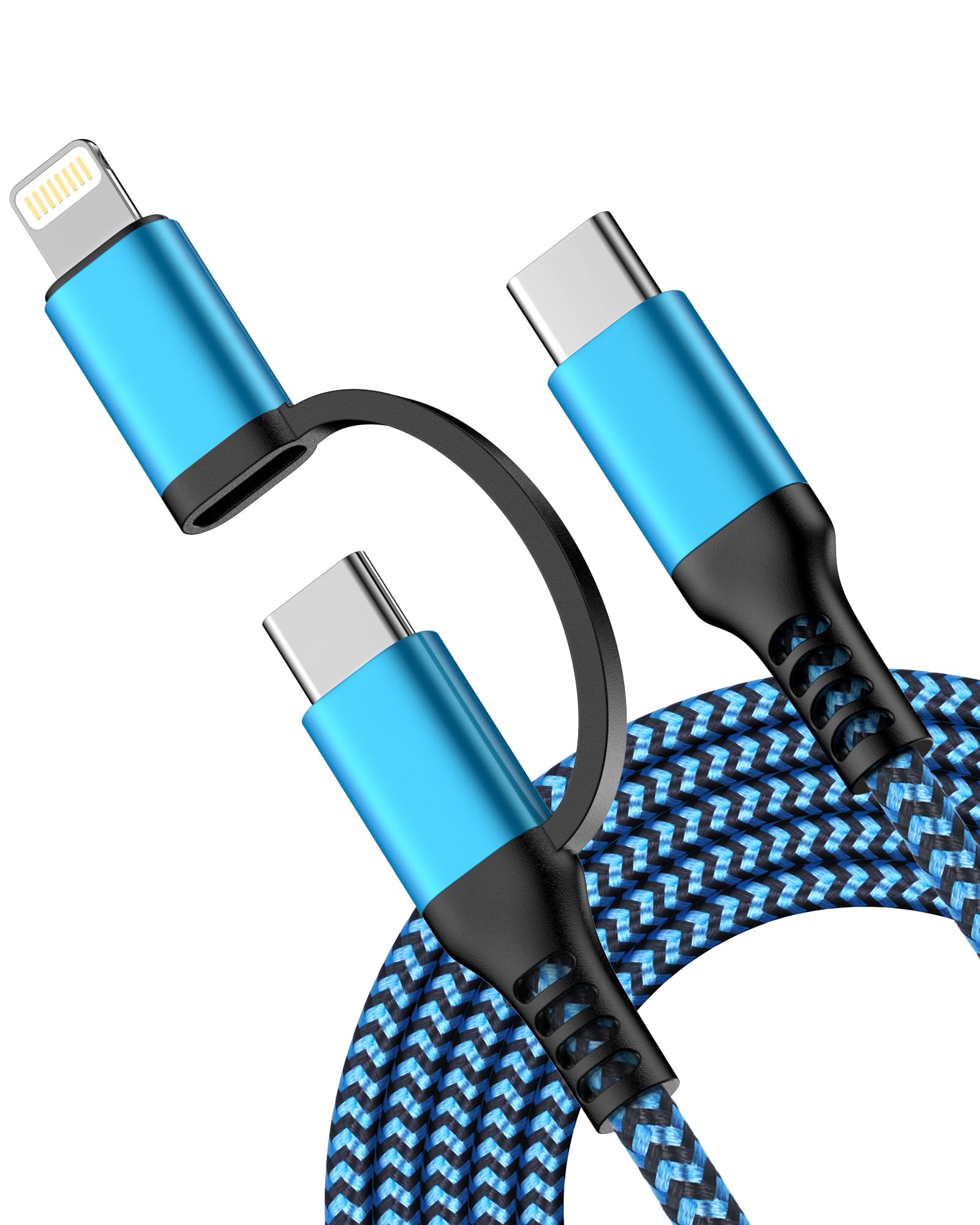 Usb C To Lightning&Usb C Cable, [2 In 1/6Ft] Usb C Multi Charging With Apple Lightning/Type C Port Iphone Charger Cord Fast Char