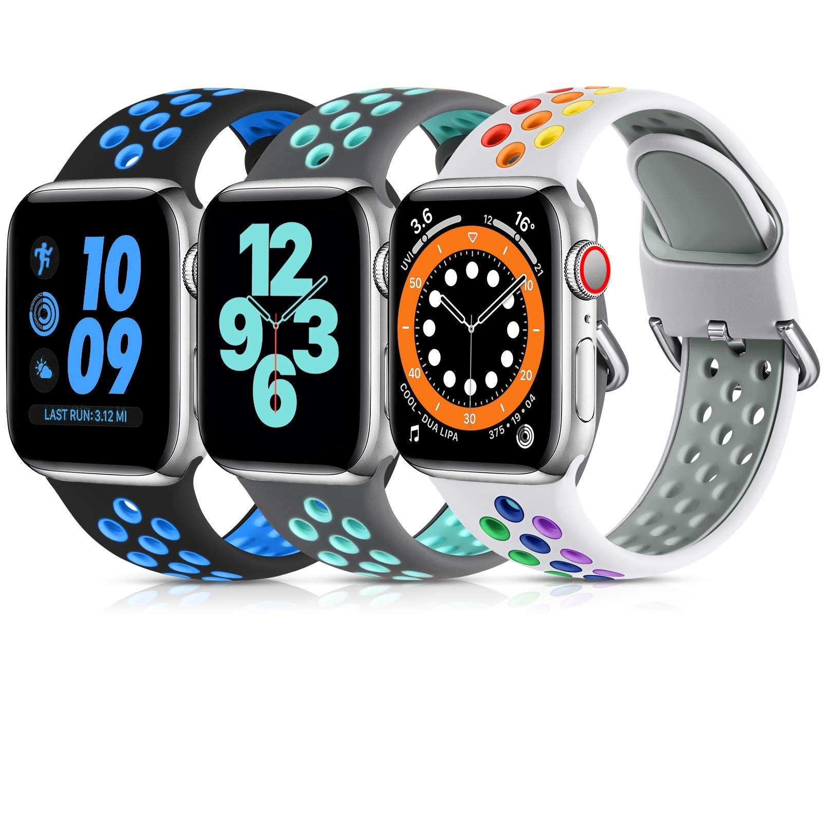 Lerobo 3 Pack Sport Band Compatible With Apple Watch 44Mm 46Mm 45Mm 42Mm 49Mm 41Mm 38Mm 40Mm For Women Men,Soft Silicone Breatha
