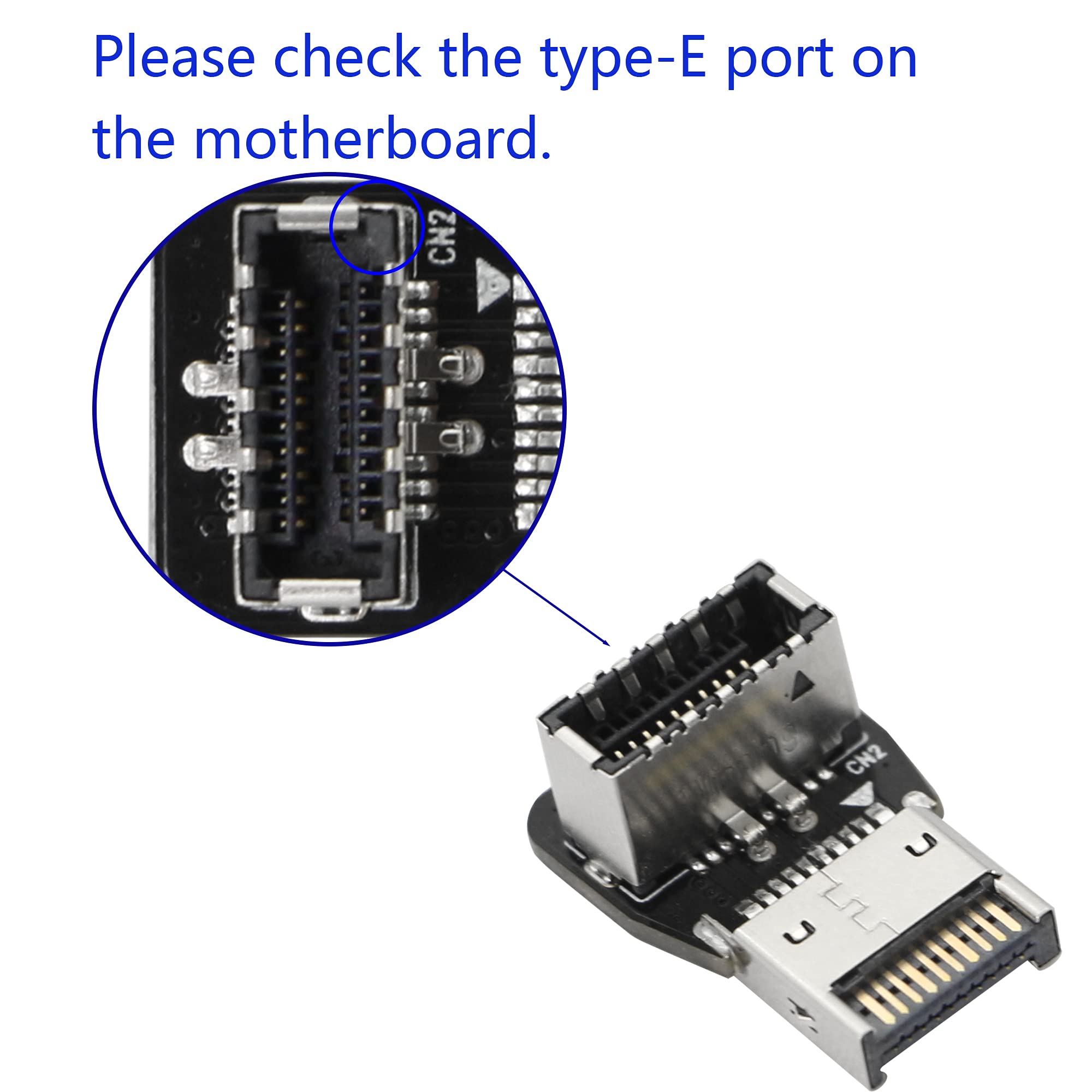 Cerrxian 90 Degree Usb Type E Adapter, Down Angle Usb 3.2 Type E Male To Female Front Panel Internal Connector Adapter High Spee