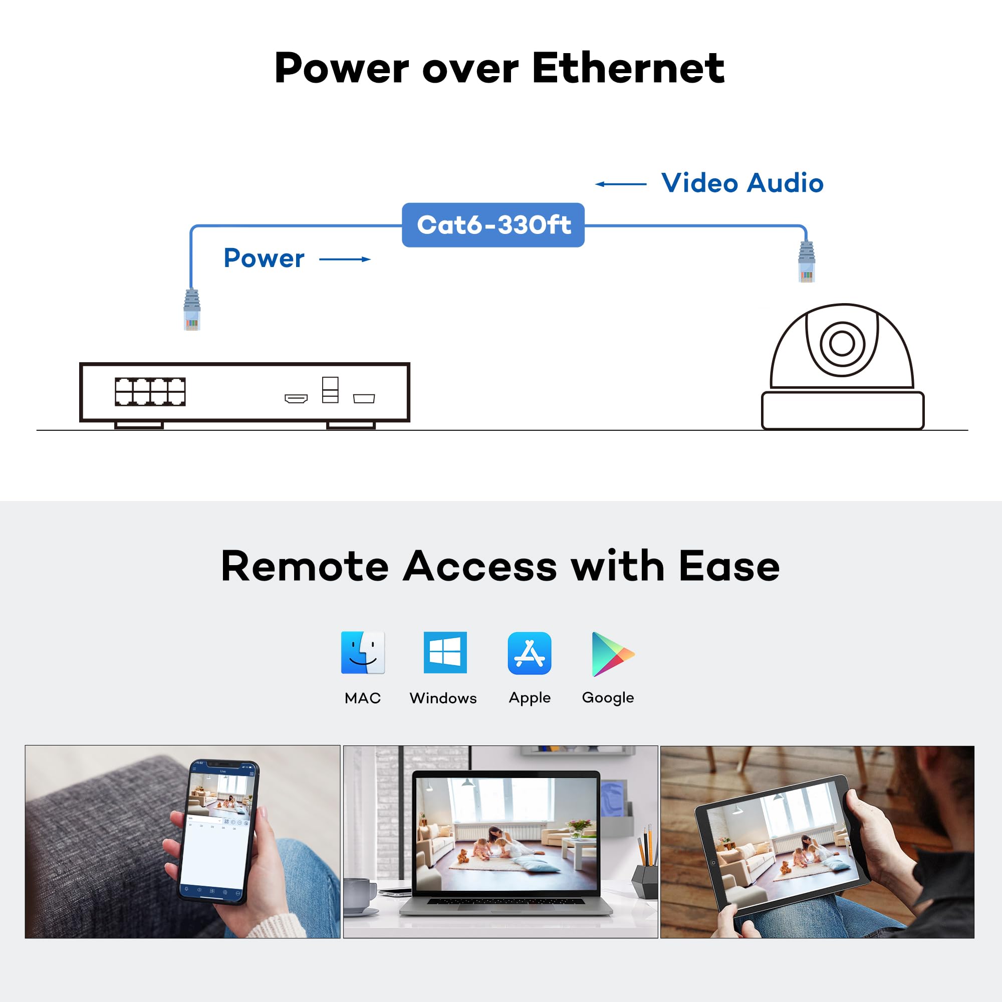 Onwote 8 Channel 4K 8Mp Hd Poe Ip Security Nvr Video Audio Recorder, Support 4K, 5Mp, 4Mp, Multi Mode Recording, 8Ch Nvr With No
