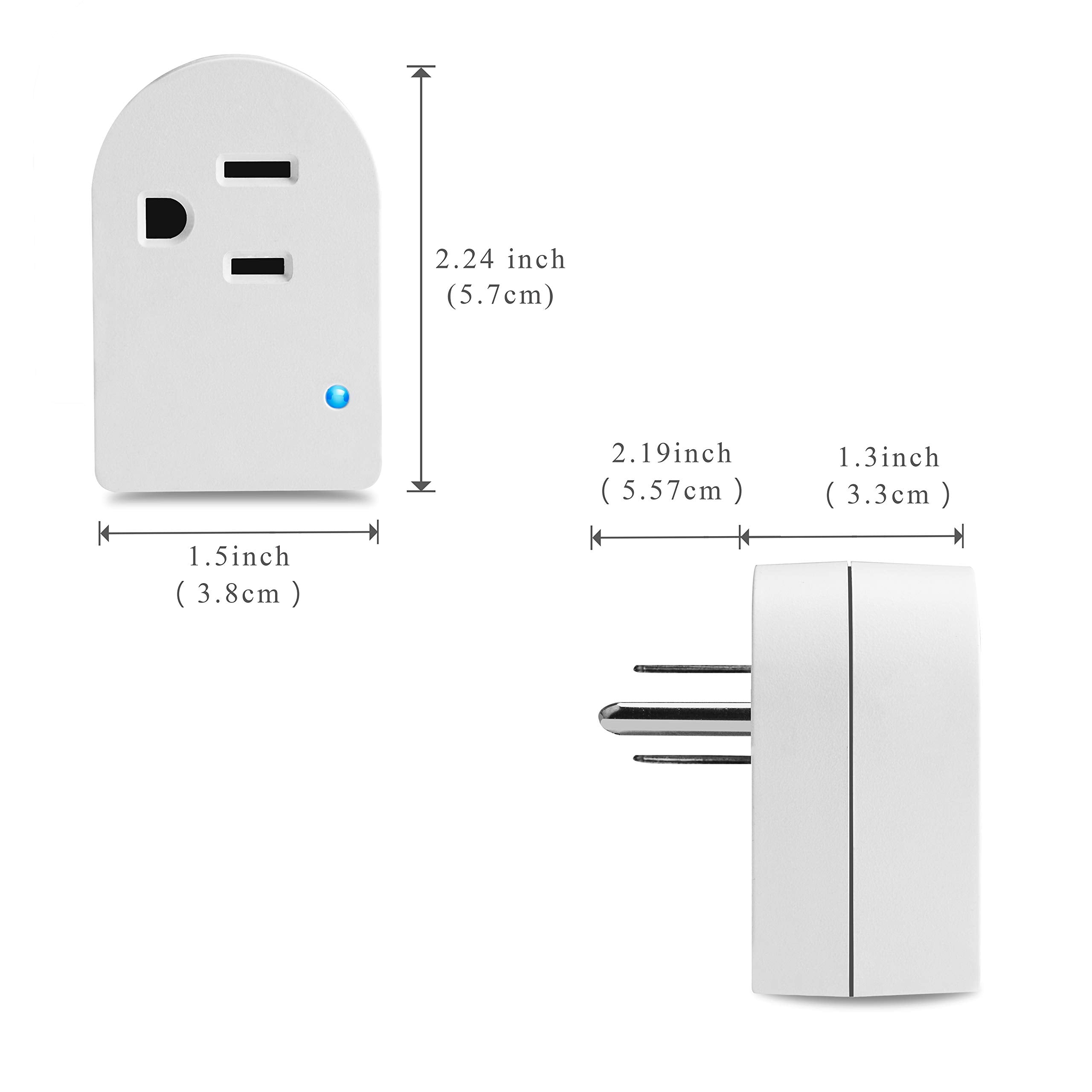 Single Surge Protector Outlet. Grounded Outlet Wall Tap Adapter With Indicator Light, 1 Outlet,245J/125V, Etl, White, 2Pack