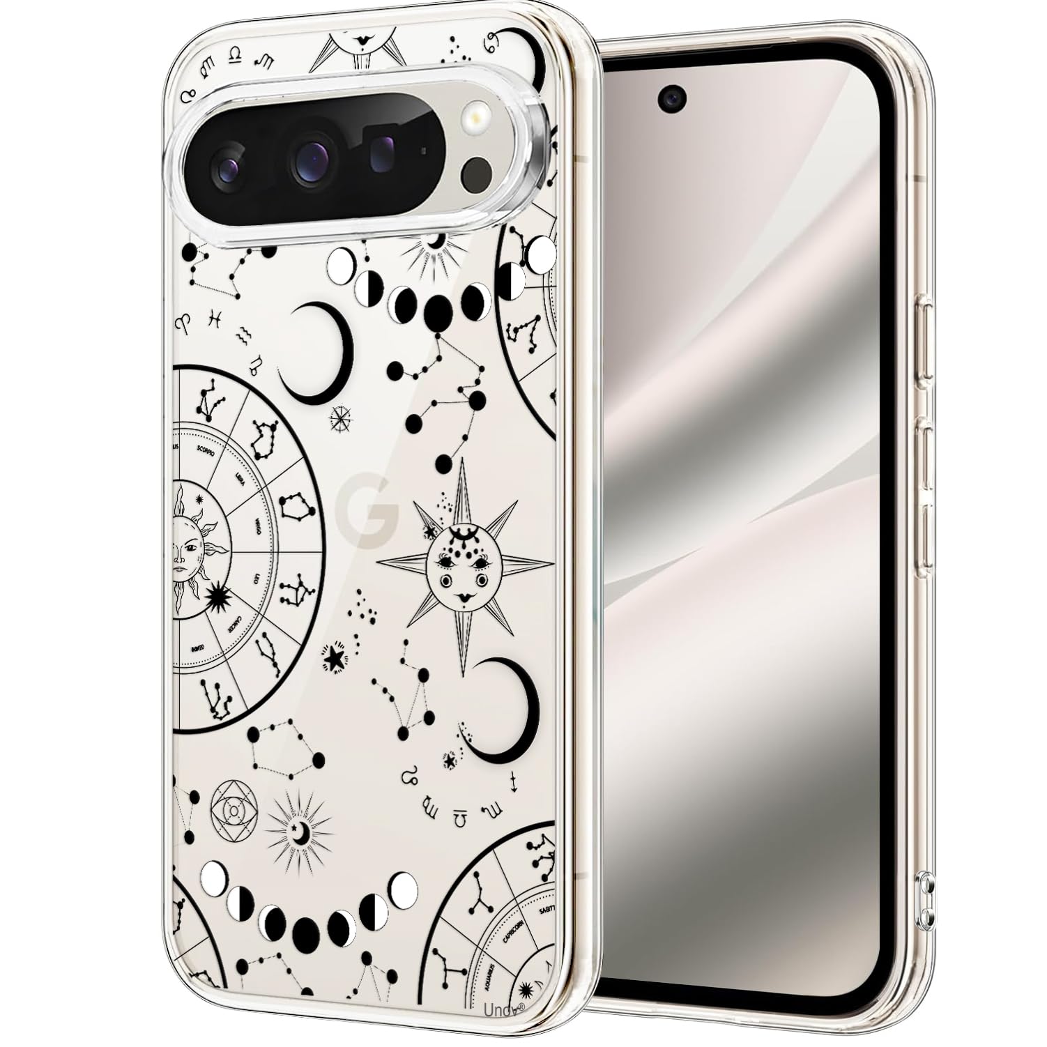 Unov for Pixel 10 Pro XL Case, Clear with Design, Slim Fit Good Grip, Embossed Phone Case, Shockproof Protective Cover, Raised C