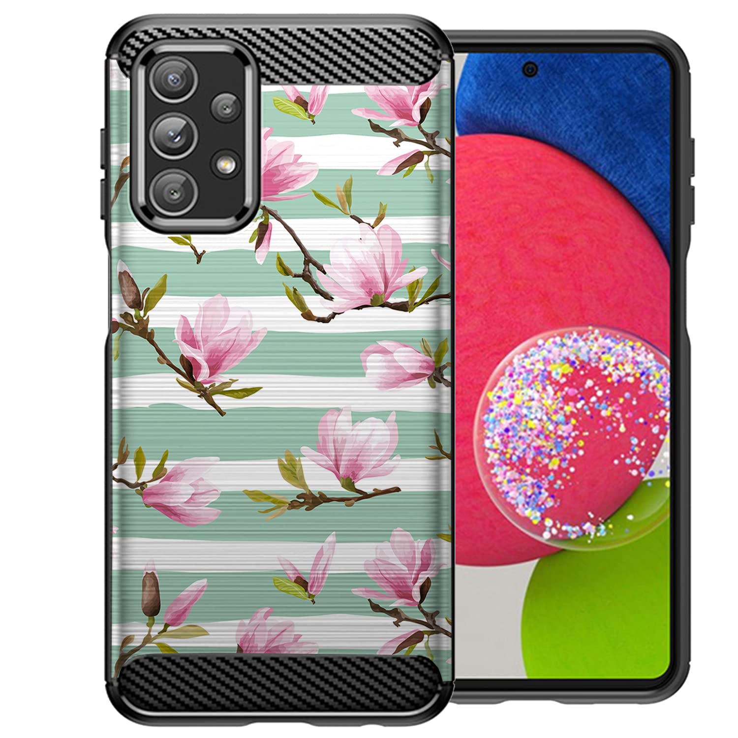 Casesondeck Case Compatible With [Samsung Galaxy A23 5G / A23 Case] Tribal Floral Matte Tpu Flexible Carbon Fiber Textured (Stri