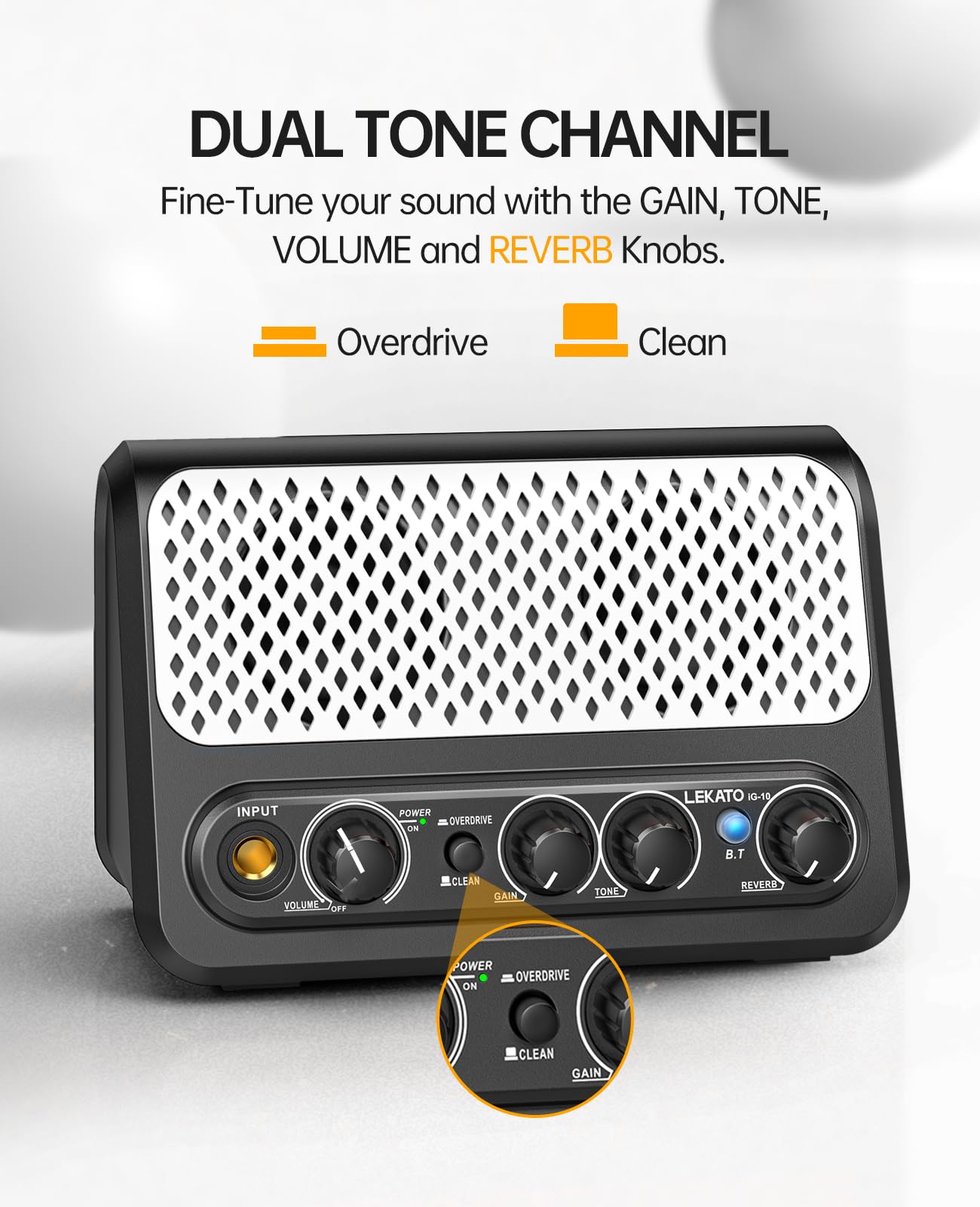 Mini Guitar Amp,Lekato 10W Portable Electric Guitar Amplifier With Clean & Overdrive Channel,Reverb,Bluetooth Small Guitar Amp F