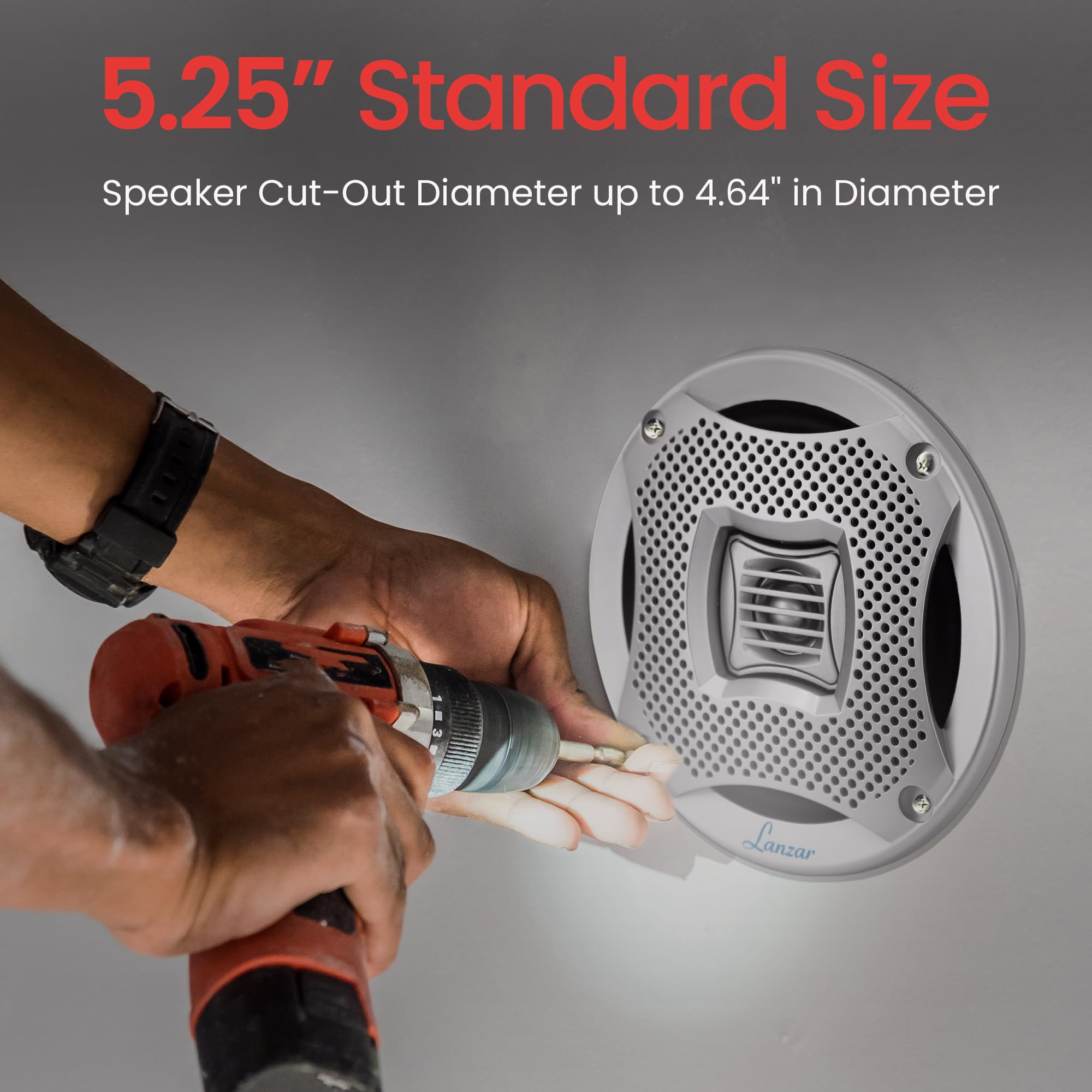 Lanzar 5.25    Marine 2 Way Speakers   Water Resistant Audio Stereo Sound System With 400 Watt Power, Attachable Grills And Resi