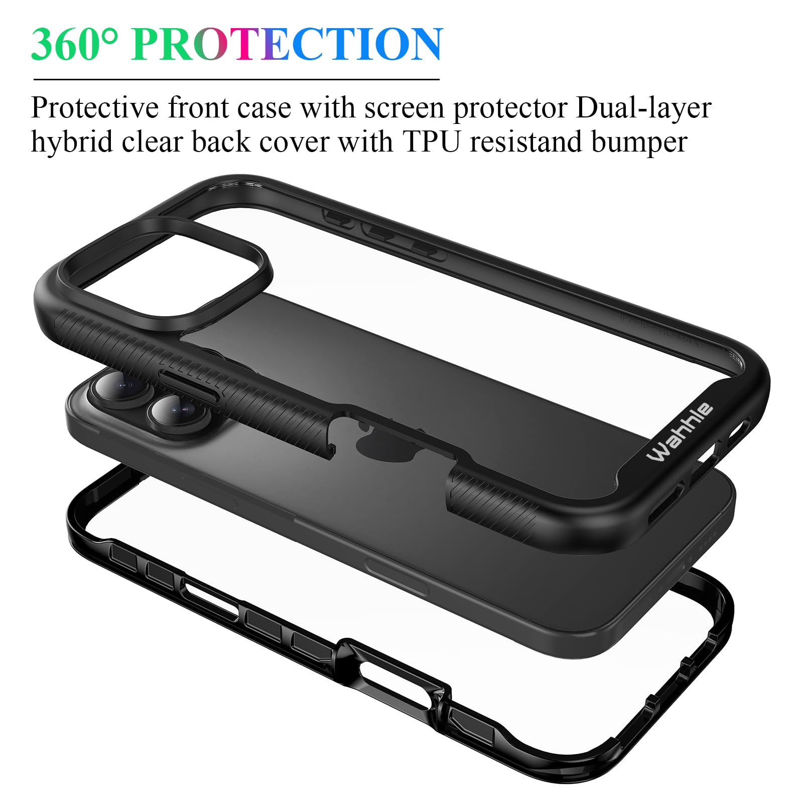 Wahhle Compatible With Iphone 16 Pro Case, Built In Screen Protector Full Body Shockproof Slim Fit Bumper Protective Phone Cover