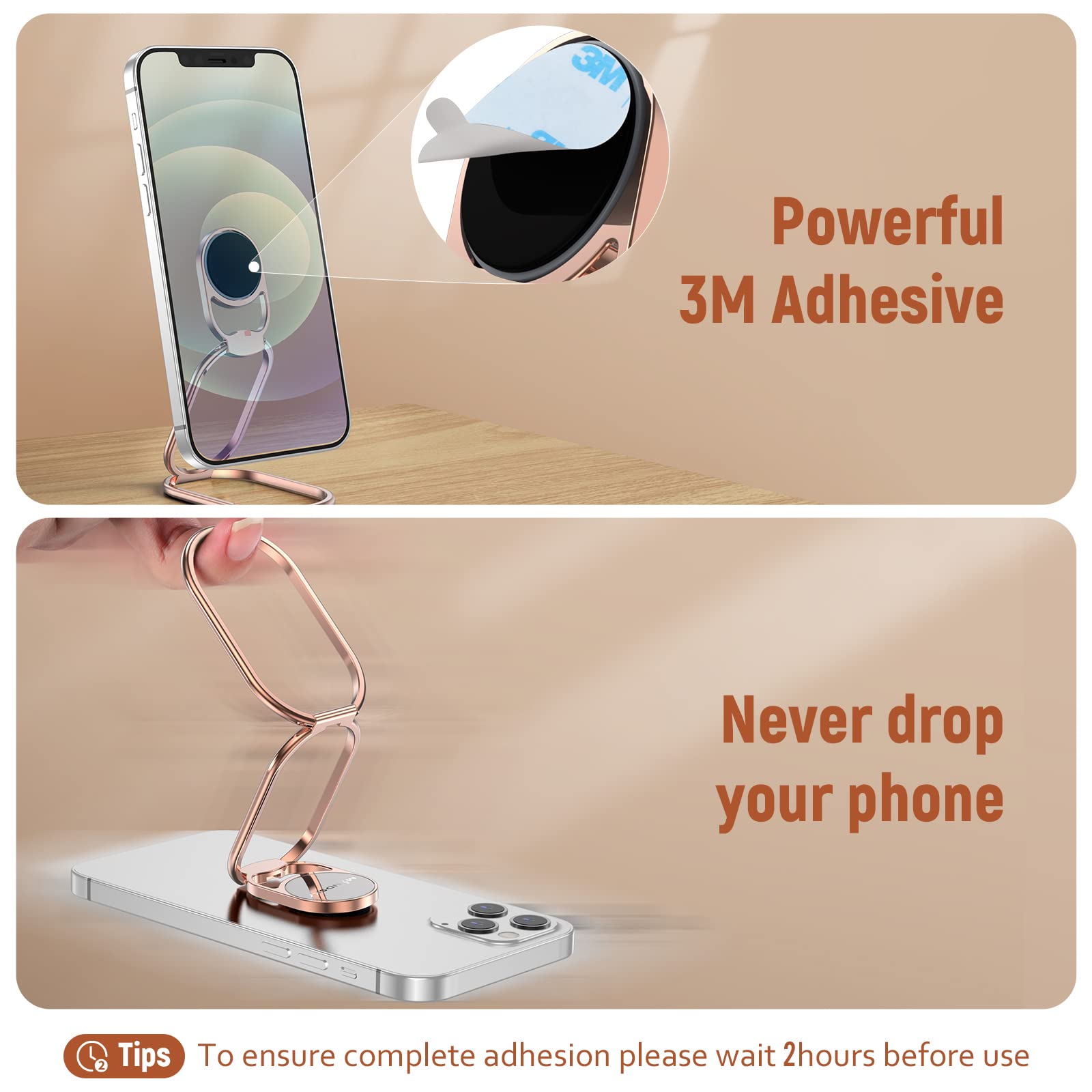 Phone Ring Holder Grip-With Car Magnetic Phone Mount Metal Phone Ring Finger Kickstand Cell Phone Grip Compatible With Iphone Ip