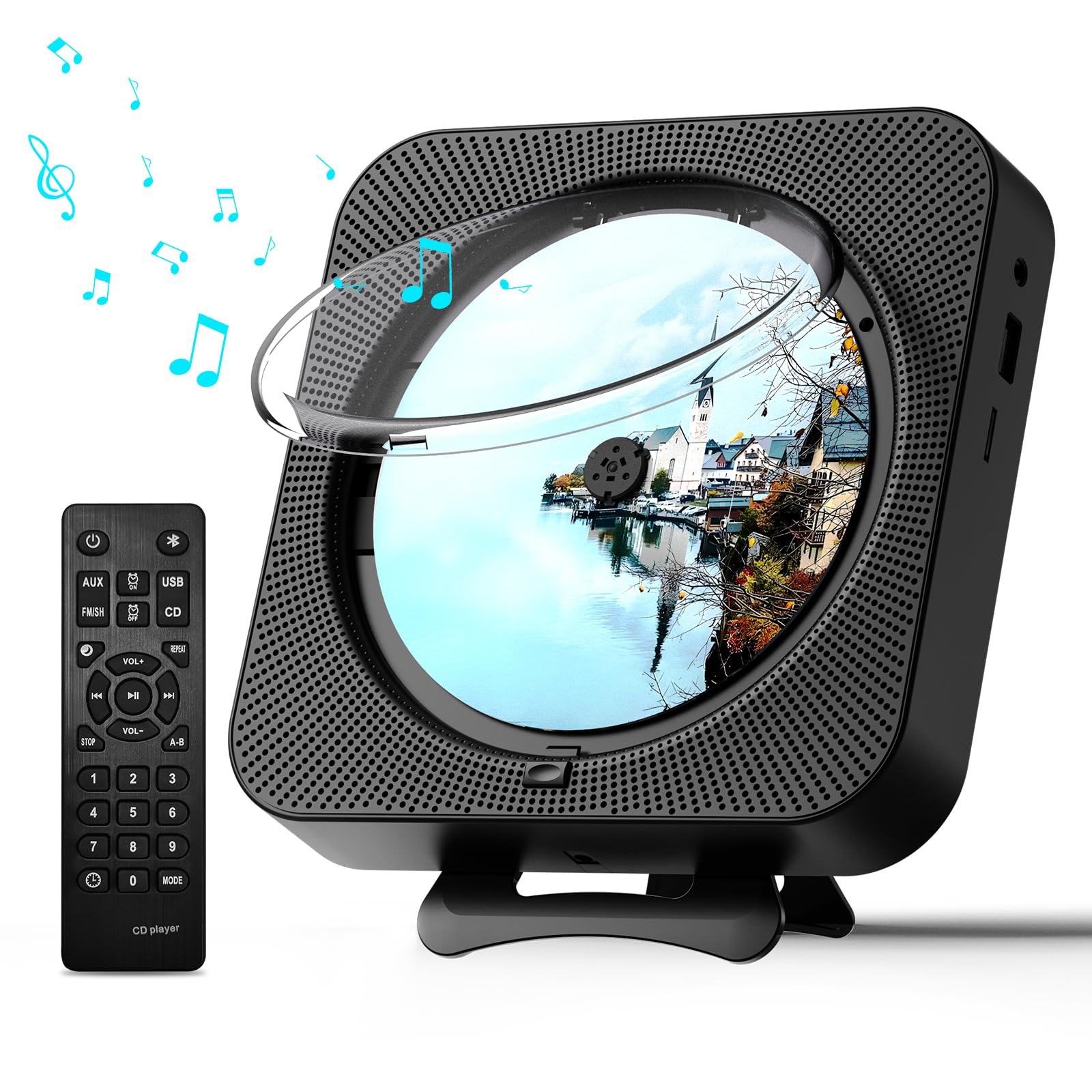 Micocious Portable Cd Player With Bluetooth Desktop Cd Player For Home Cd Music Players With Remote Control,Timer,Built In Dual