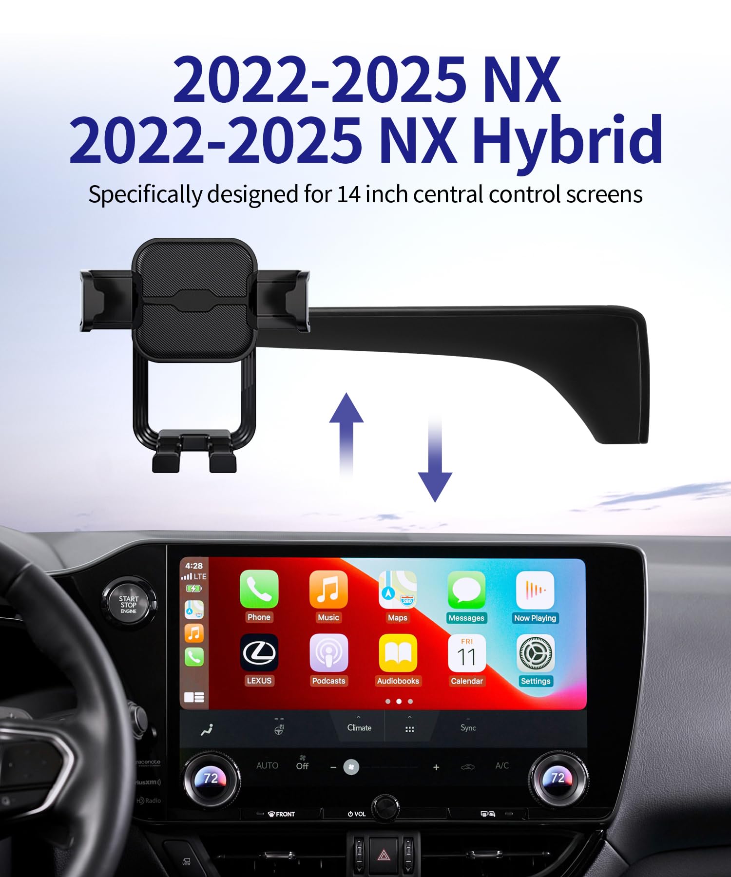 Masergogo Car Phone Holder For 2022-2025 Lexus Nx/Nx Hybrid, 360 Rotation, 14 Inch Screen Fixed Clip, Auto Accessories Navigatio