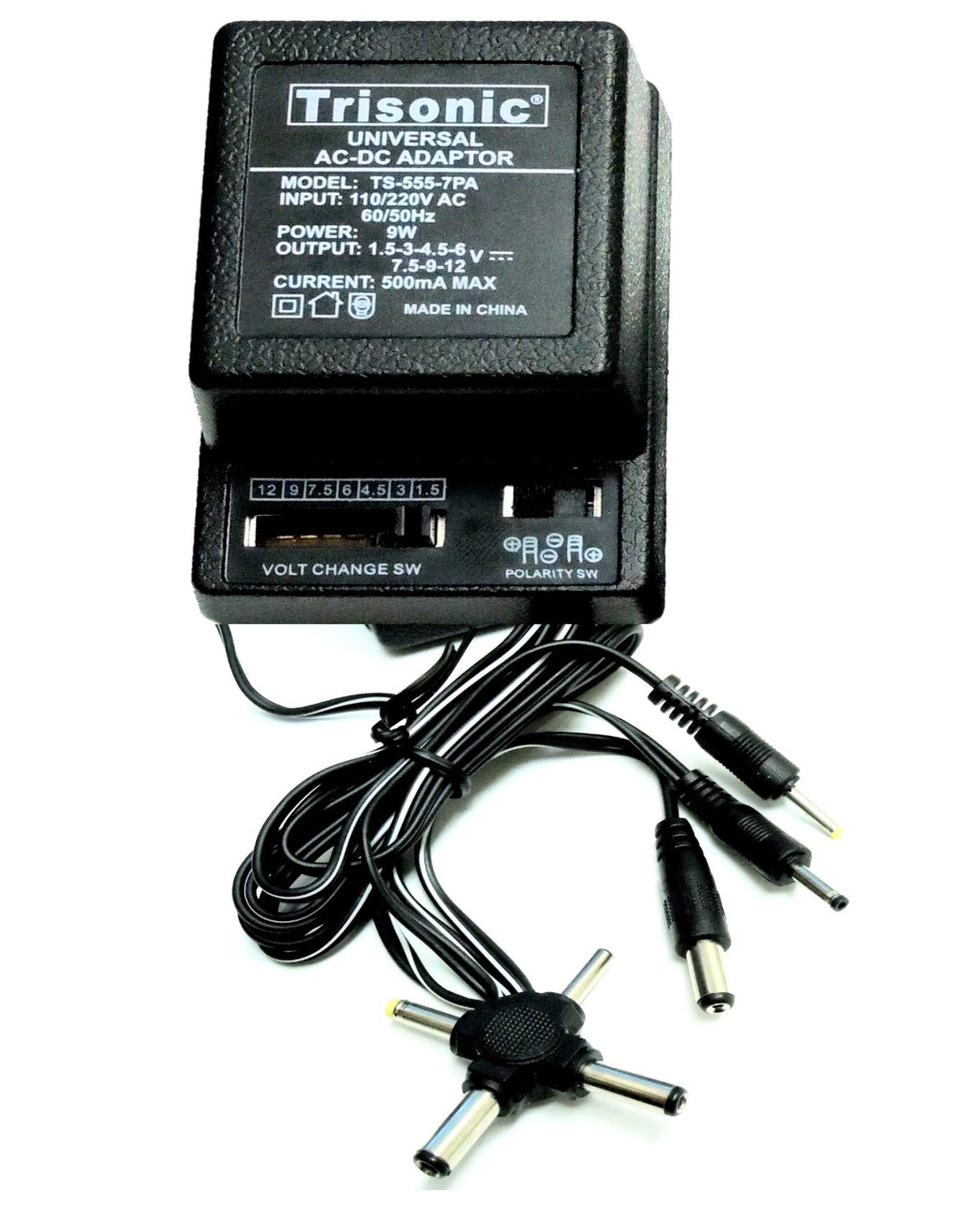 Trisonic 7 Way Universal AC/DC Adaptor 500mA - Black - Model TS-555-7P ...