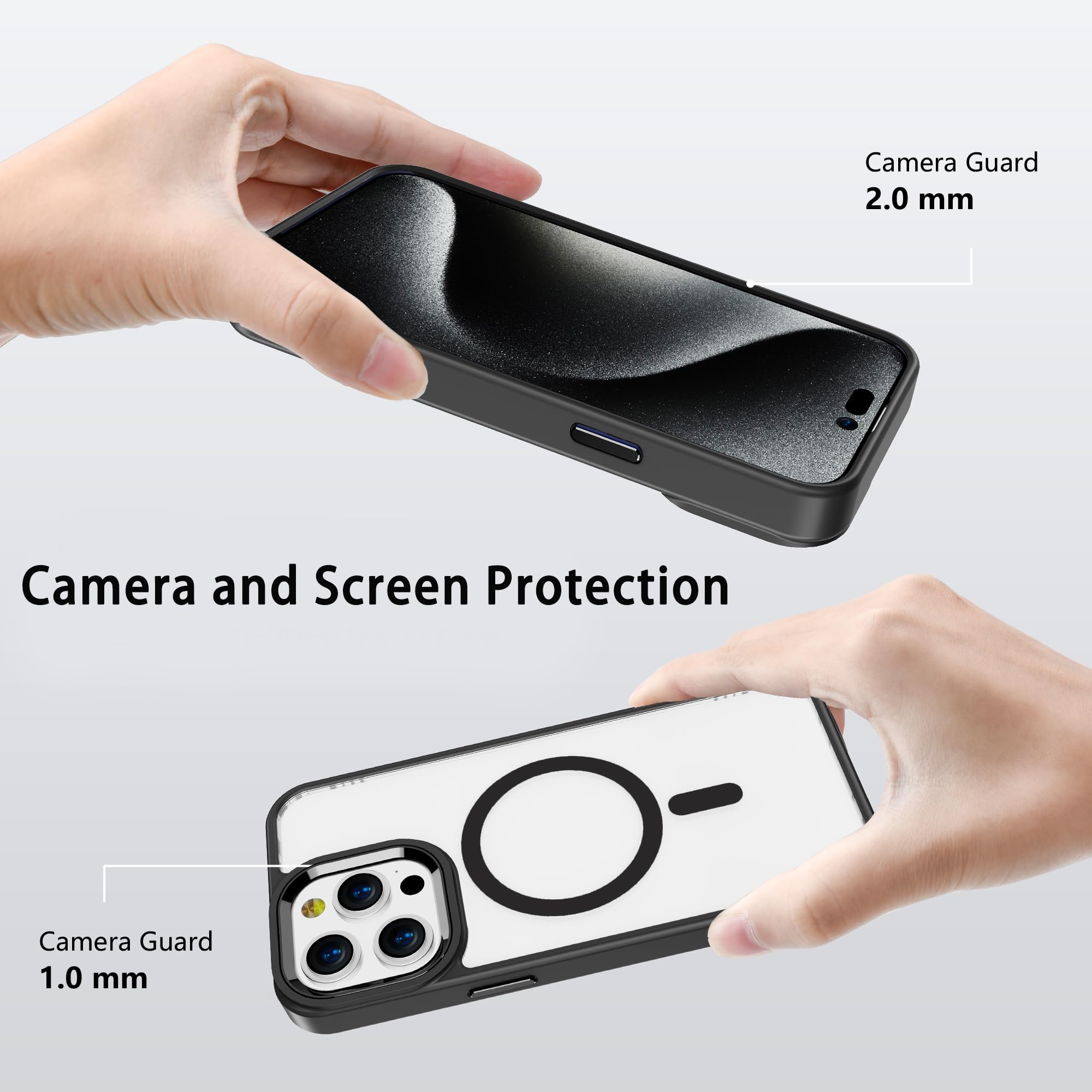 Pinlisheng Magnetic For Iphone 15 Pro Max Case,Compatible With Magsafe, Military Grade Drop Tested, Shockproof Clear Hard Back S