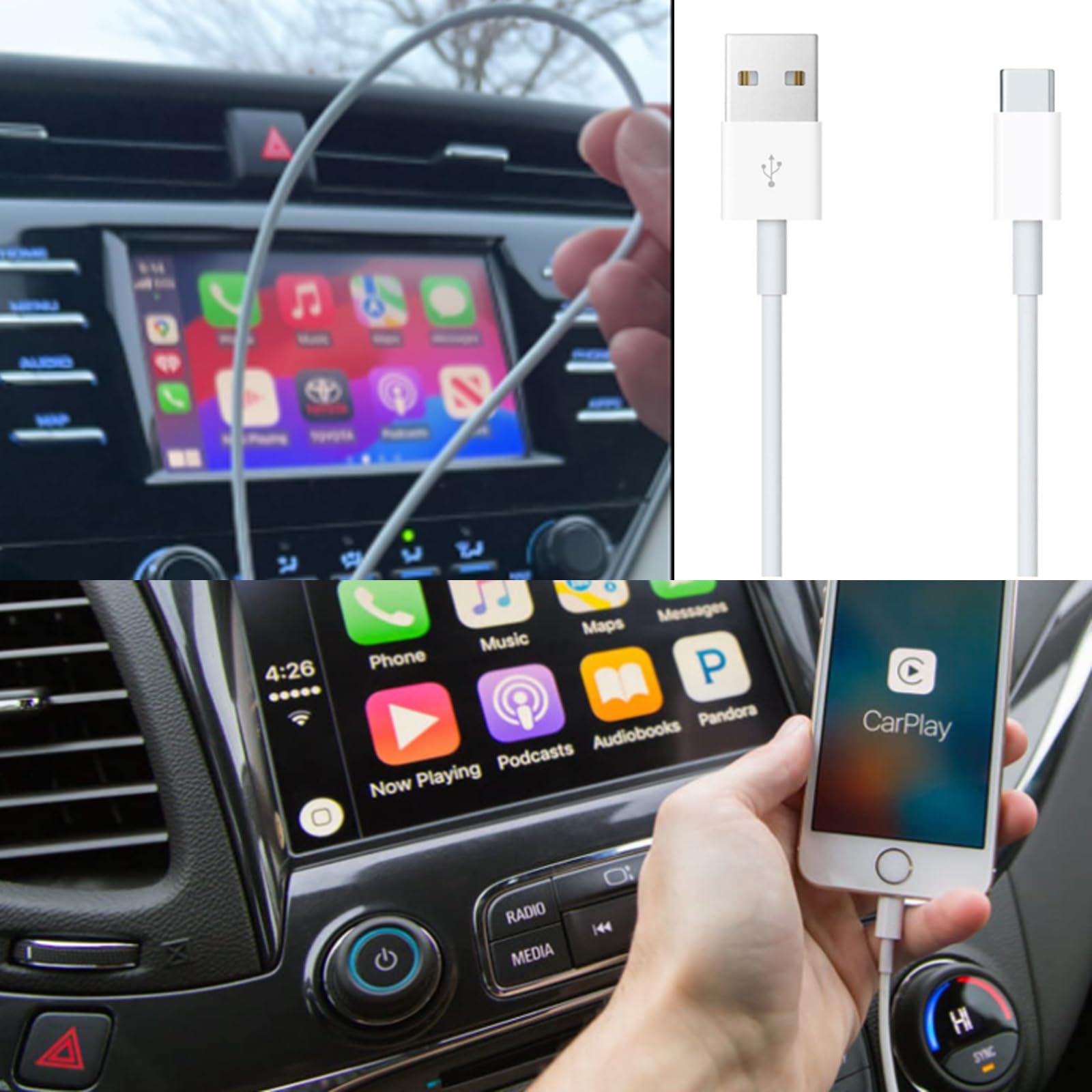 3 Pack Usb A To Usb C Cable For Tv Remote 3Rd Generation, Iphone 15 15 Pro Max 15 Plus Car Carplay Cable, Ipad Usb C Cable,Macbo