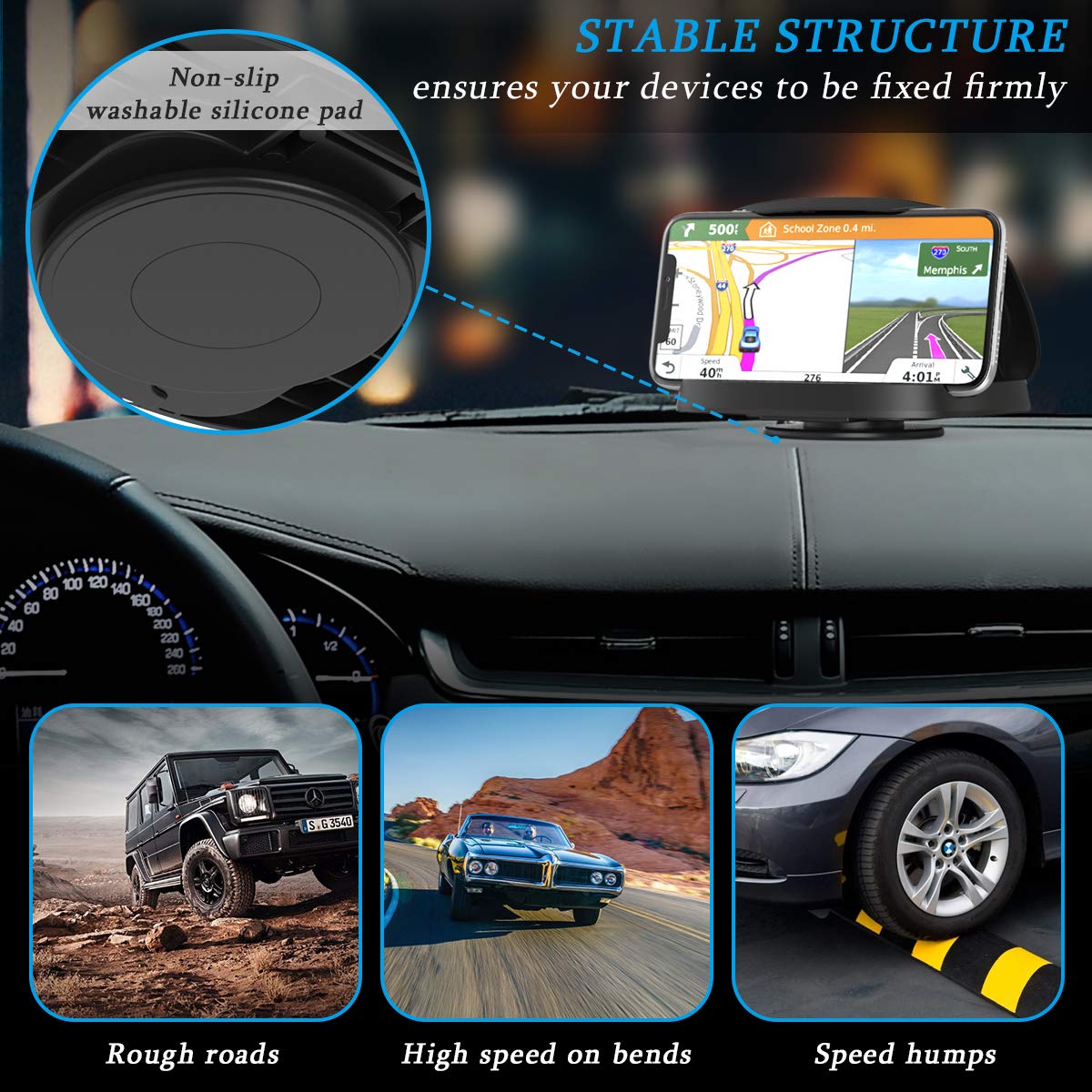 Joyeky Cell Phone Holder For Car, Vertical Horizontal Car Phone Mount With 360 Rotate Dashboard Cradle Compatible Iphone Samsung