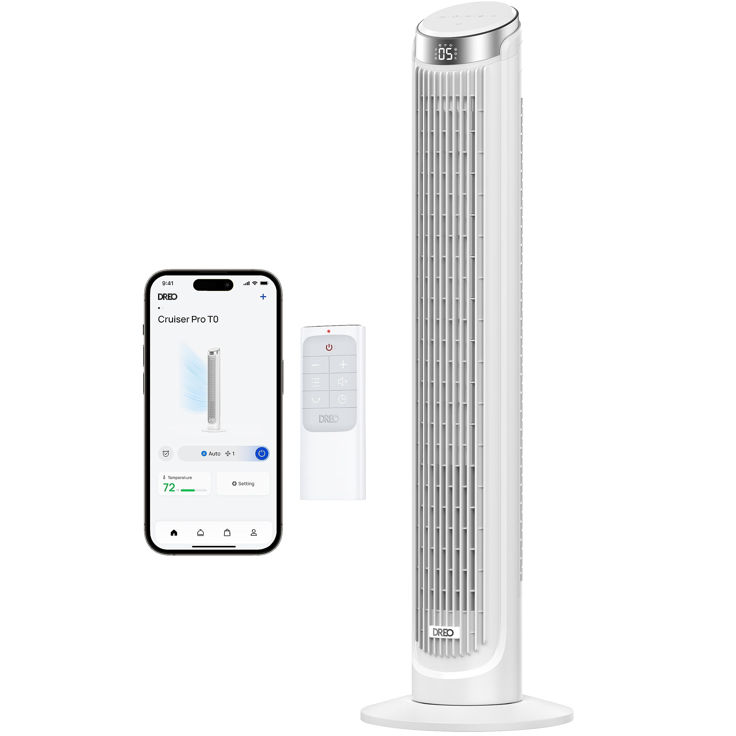 Dreo Smart Tower Fans That Blow Cold Air, Standing Fan For Bedroom, 90� Oscillating, 26Ft/S Velocity Quiet Floor Fan With Remote, 8H Timer, Voice Control Bladeless Fans For Indoors, Works With Alexa