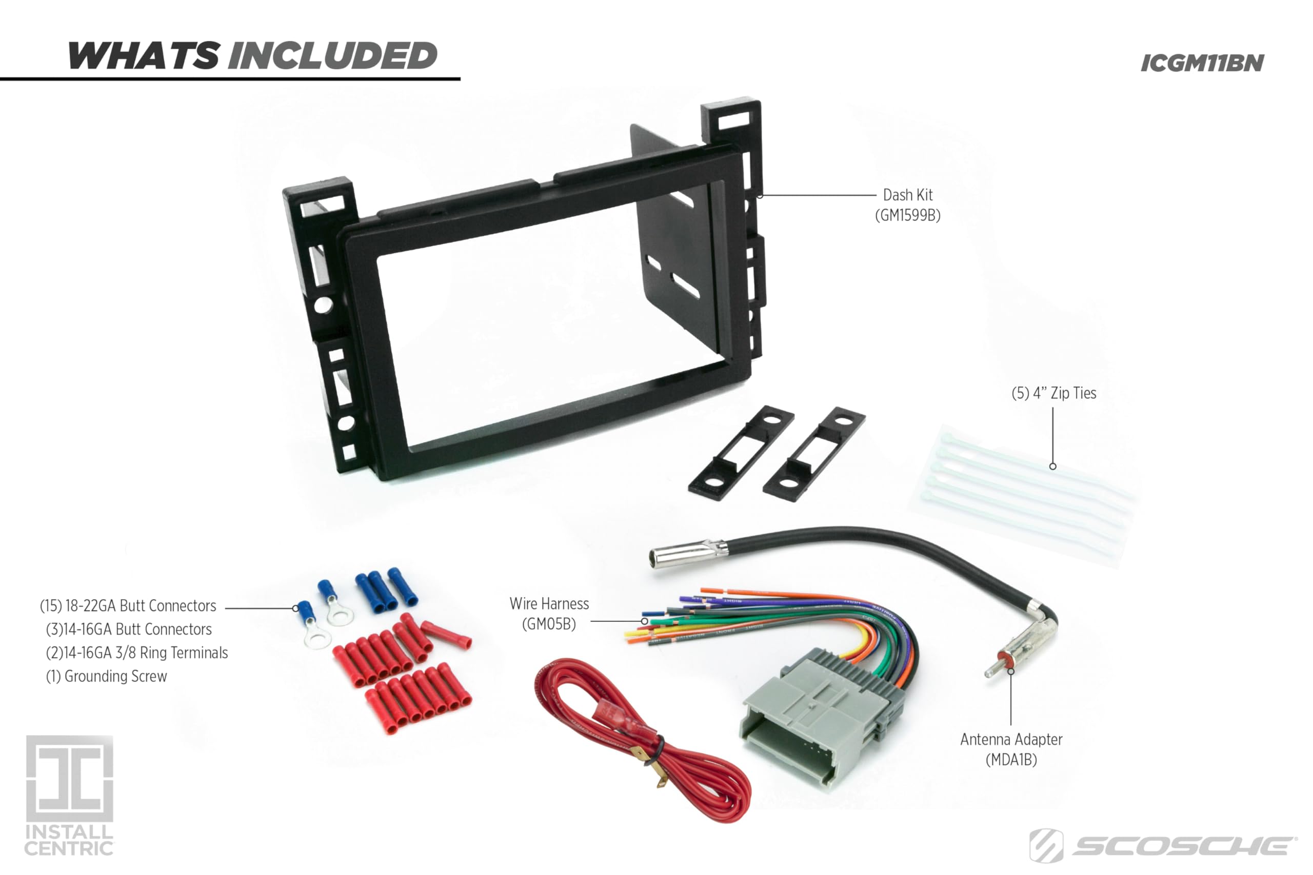 Scosche ICGM11BN Double DIN Complete Basic Installation Kit for Select Non Amplified 2004 09 Chevrolet and Pontiac Vehicles   GM Stereo Install Kit   See Fit Guide in Images to Verify Your Vehicle