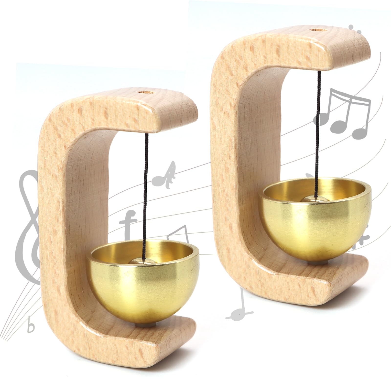 Magnetic Shopkeepers Bell, Decorative Wooden Chime with Brass Bell,with Self-Adhesive for Front Porch, Wall, Garden, Shop, House