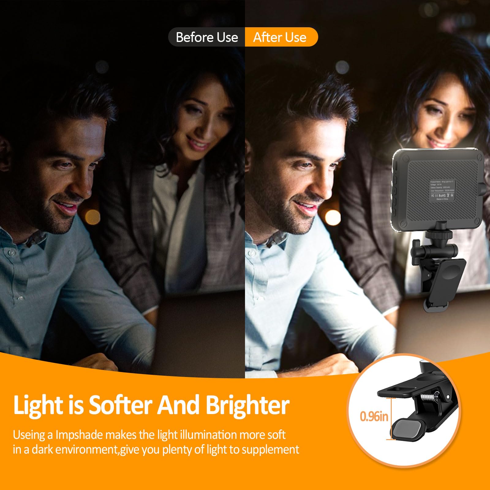Xinbaohong Rechargeable Selfie Light, Clip Fill Light For Phone Laptop Tablet Portable Light For Video Conference Live Streaming