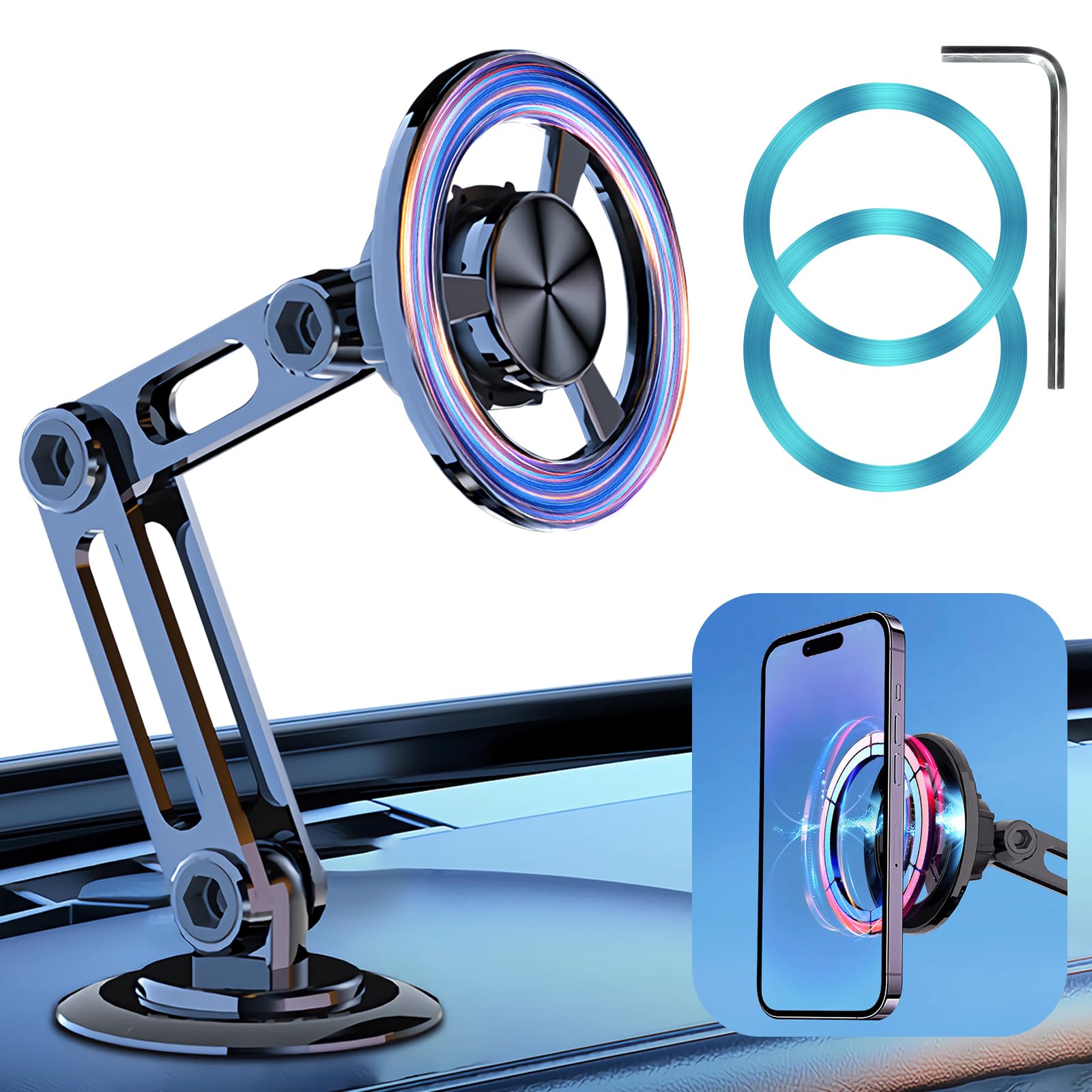 Jemey Universal 360 Pro - 2025 New Magnetic Suction Car Phone Holder, Hands Free Automobile Mounts Cell Phone Holder With Metal 