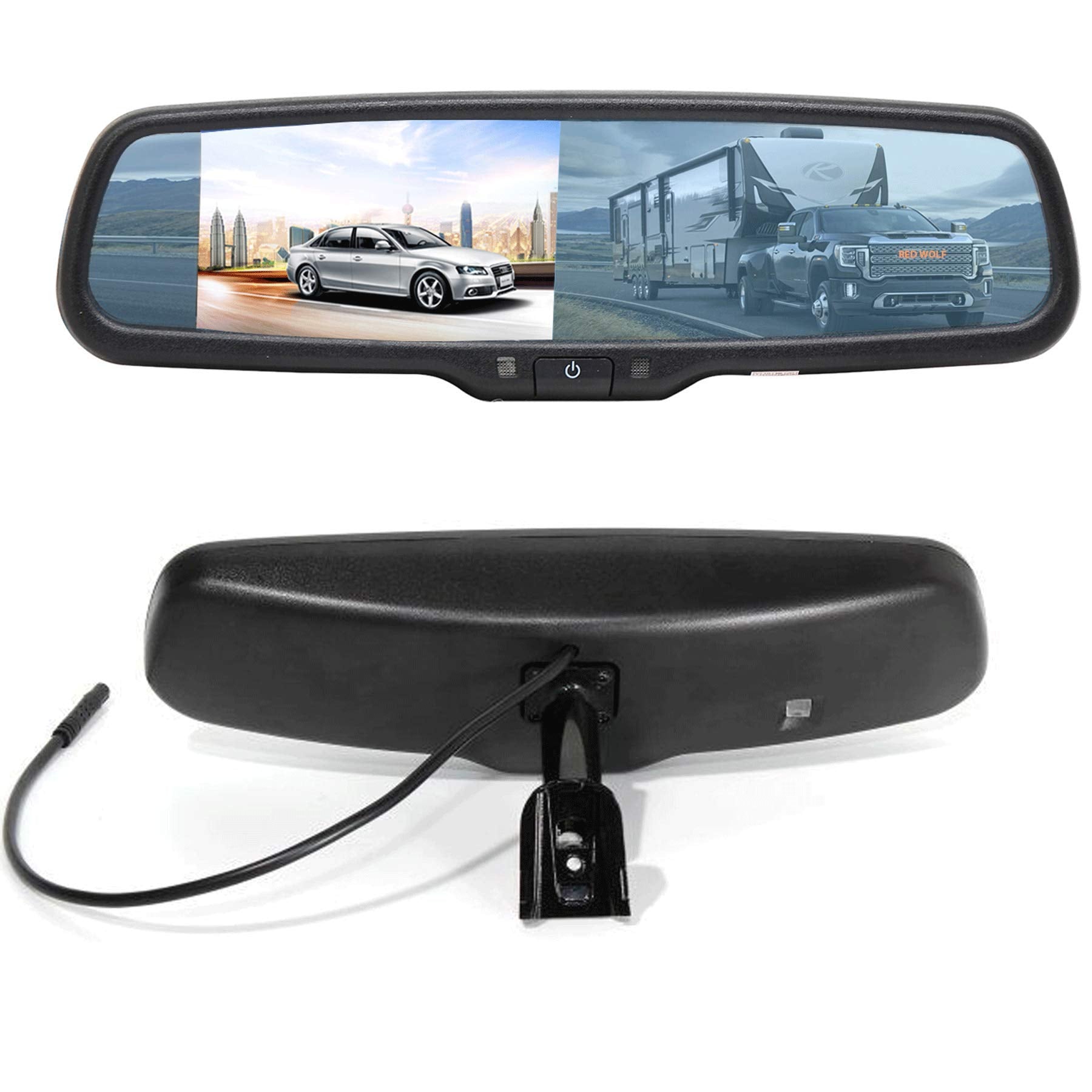 Red Wolf 4.3' Anti Glare Rear View Backup Mirror Monitor W/Dual Channel Fit Ford F150 2004 2014, F250/350 04 2015, Toyota Tacoma 2011 2015, Corolla Rav4 2008 2014, 2010 2014 Chevy Equinox