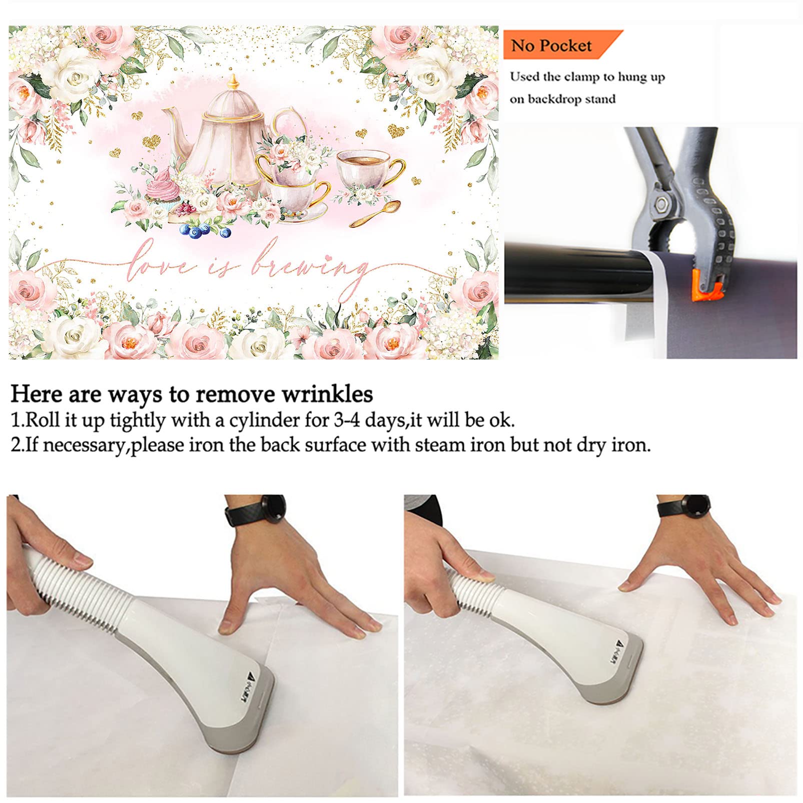 Avezano Love Is Brewing Backdrop Wedding Bridal Shower Party Decorations Valentine'S Tea Party Theme Photo Background Cake Table