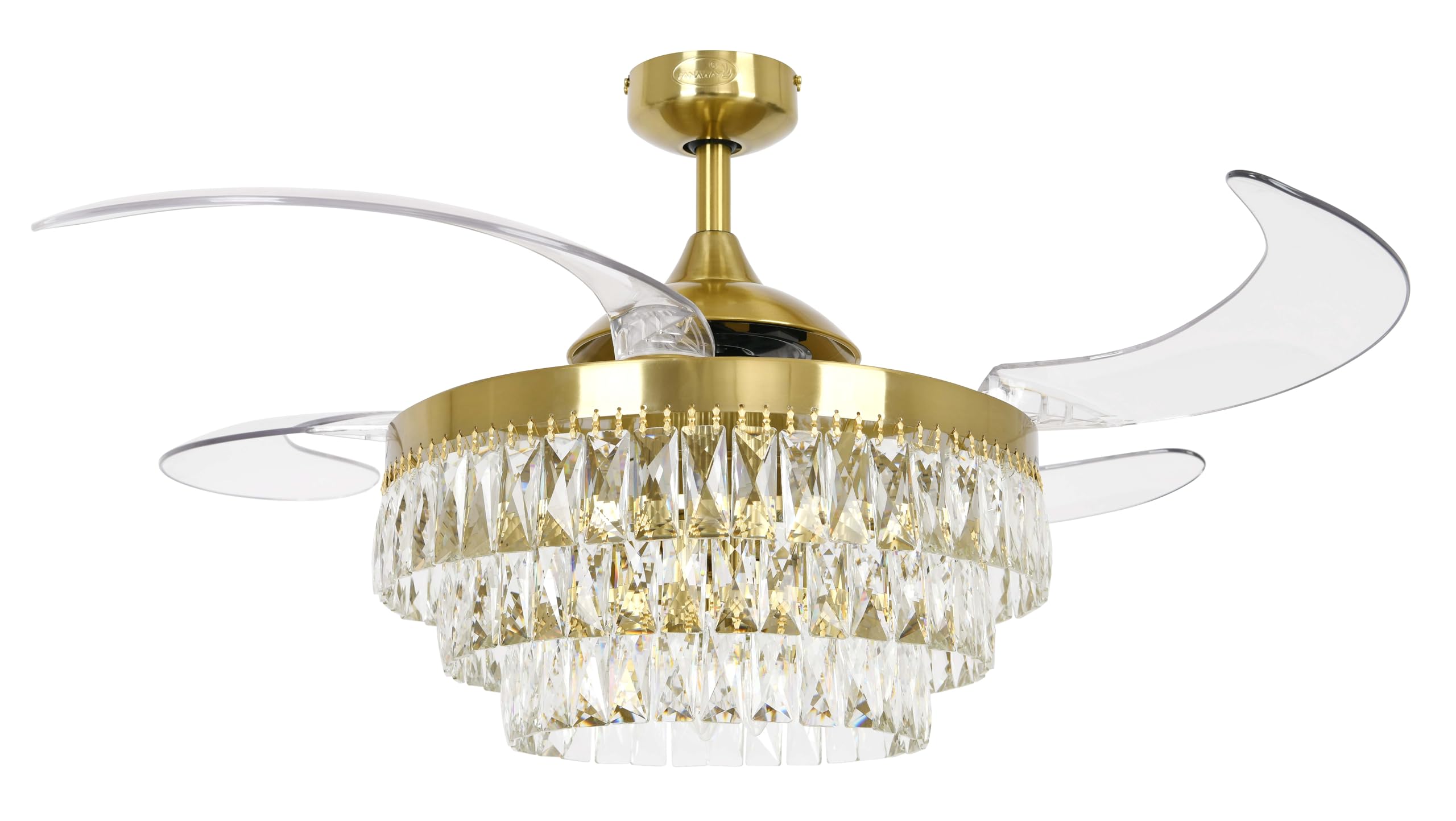 Fanaway Veil 48 Inch Gold Retractable Blades Ceiling Fan With Light