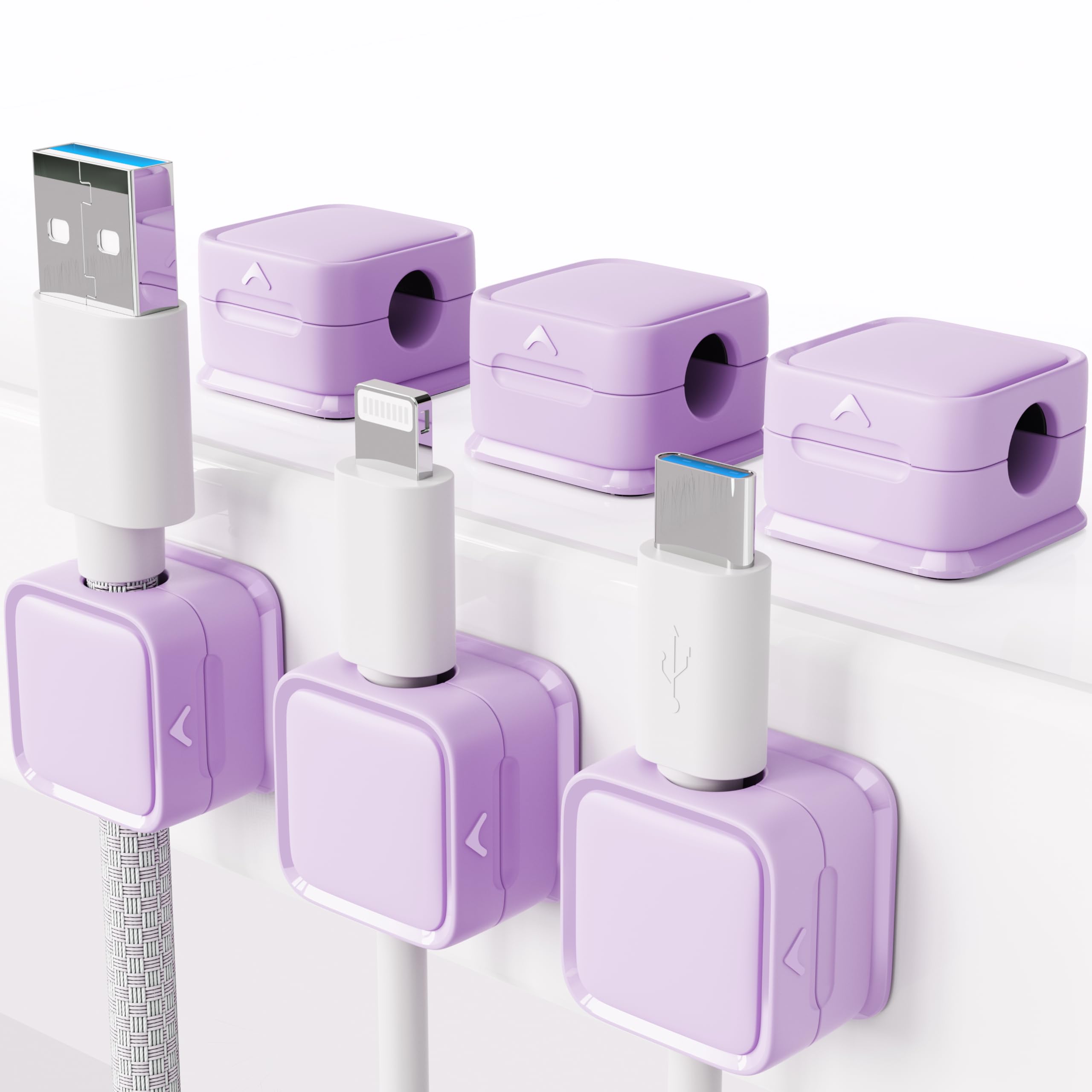 Cord Organizer Holder, 6 Pack Magnetic Desk Cable Clips Management, Hide Phone Charging Cable Keeper, Strong Adhesive Wire Charg