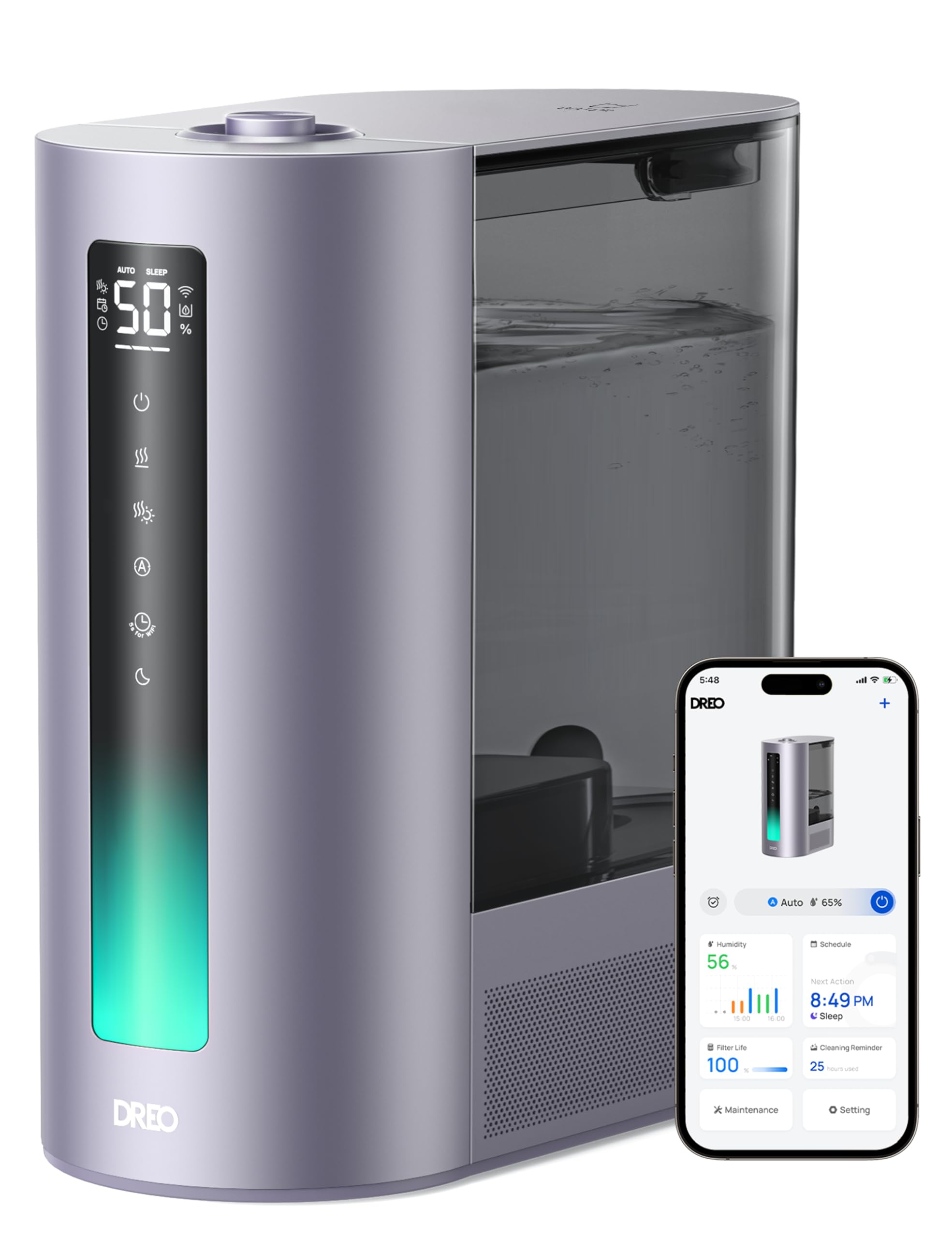 Dreo 6L Humidifiers For Bedroom, Smart Warm & Cool Mist For Large Room, 60Hr Quiet Runtime Ultrasonic Oil Diffuser For Baby, Pla