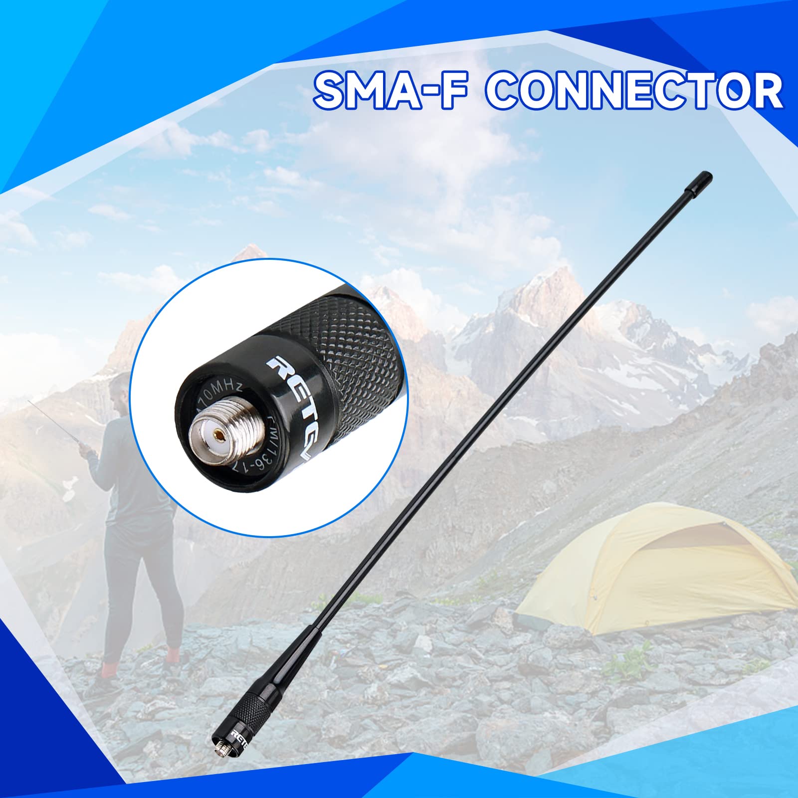 Retevis Two Way Radio Sma F Antenna,144/430Mhz Dual Band Antenna, For Aliunce Hd1 Hd2 Retevis Ra79 Rt29 Rt86 Rm21 Rt29D,Compatible With Baofeng Uv 5R Bf F8Hp Kenwood Walkie Talkies(5 Pack)