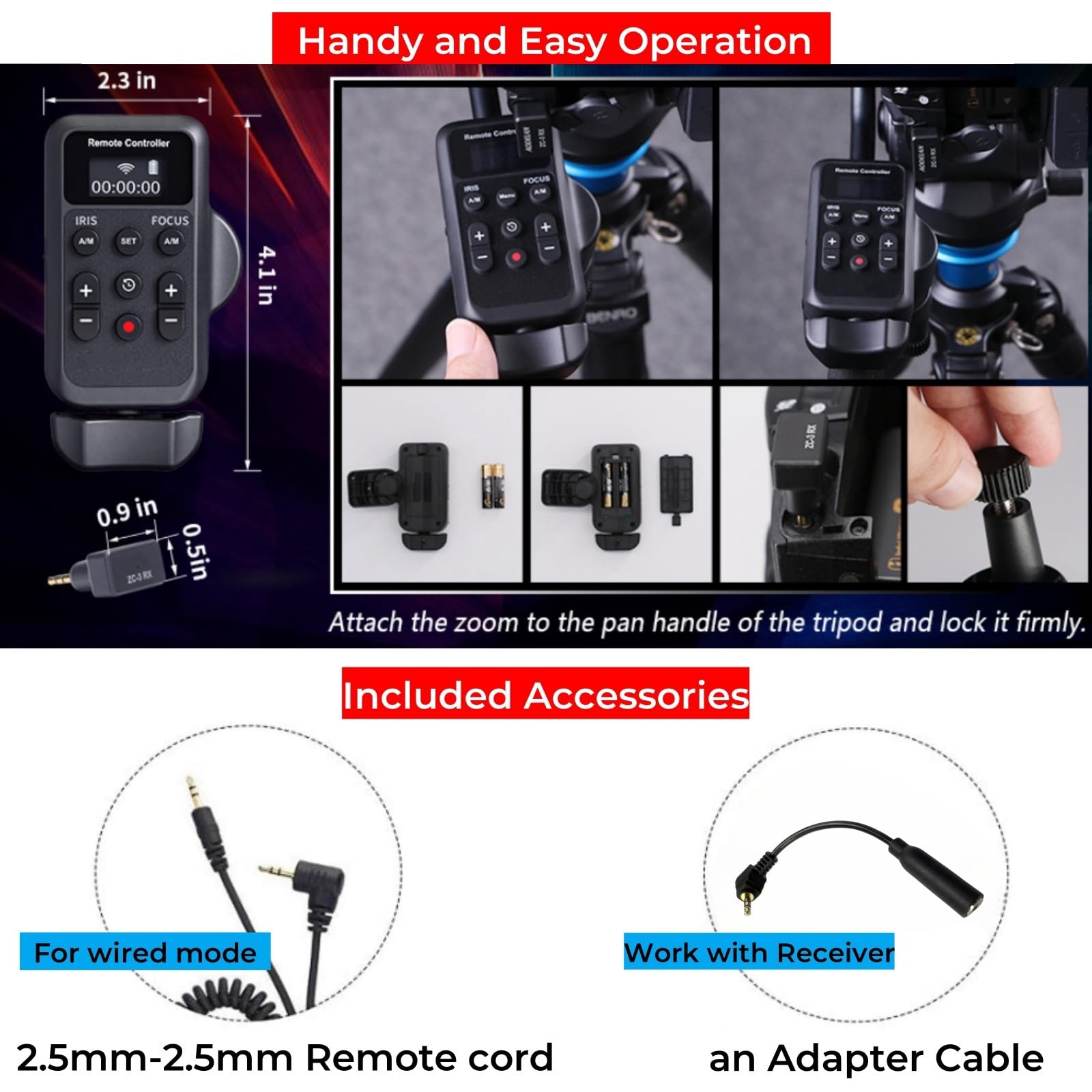 Pholsy Camcorder Remote Wireless Camcorder Remote Control With Lanc Remote, Video Zoom, Video Focus, Iris And Video Recording Re