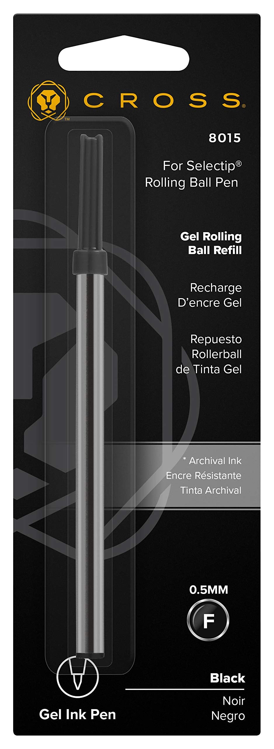 Cross Selectip Gel Rollerball Pen Refill, Fine Point, Black, 1 Pack (8015)
