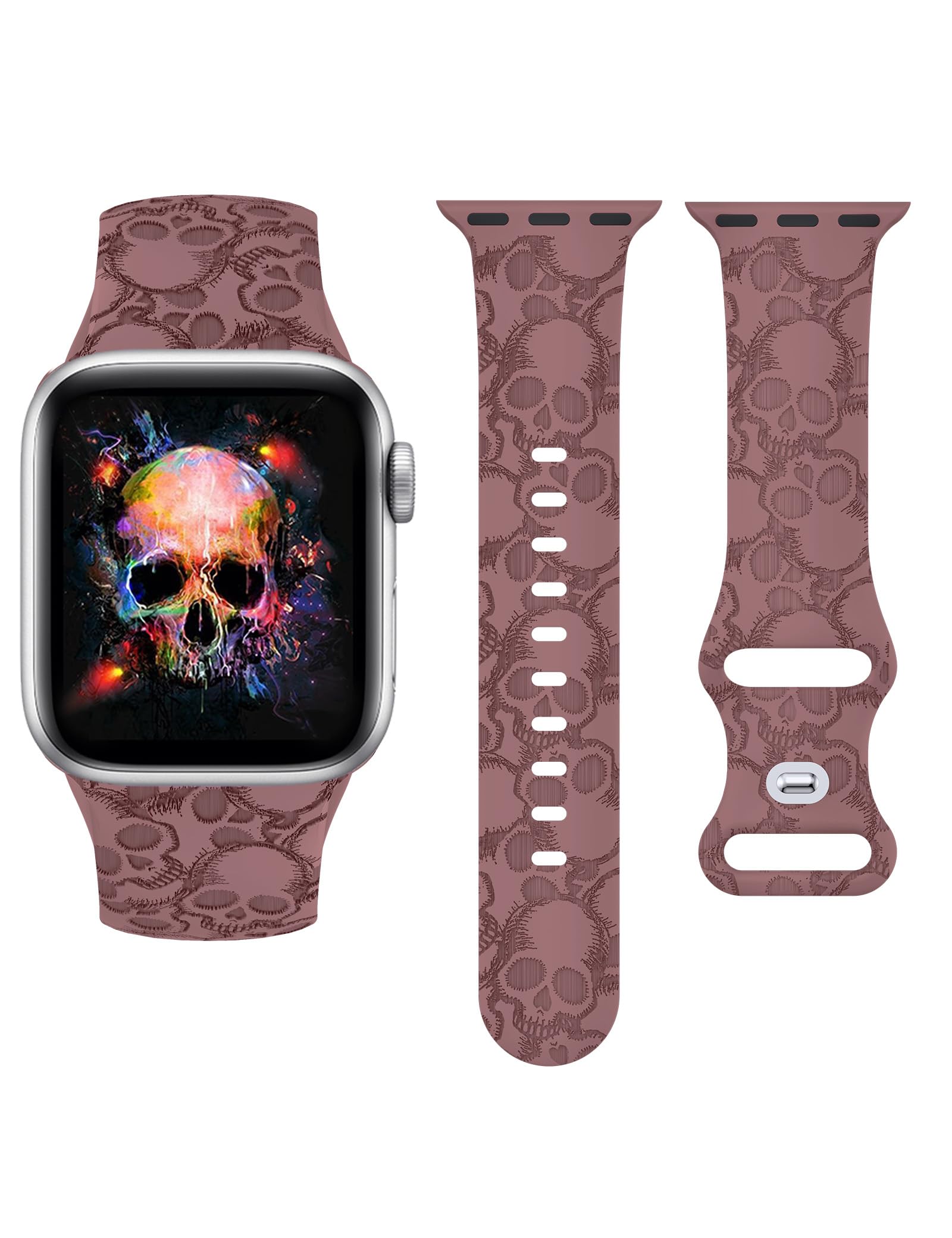 Wearlizer Halloween Skull Engraved Band Compatible With Apple Watch Band 40Mm/38Mm/41Mm For Women Men Cute Soft Silicone Sport S