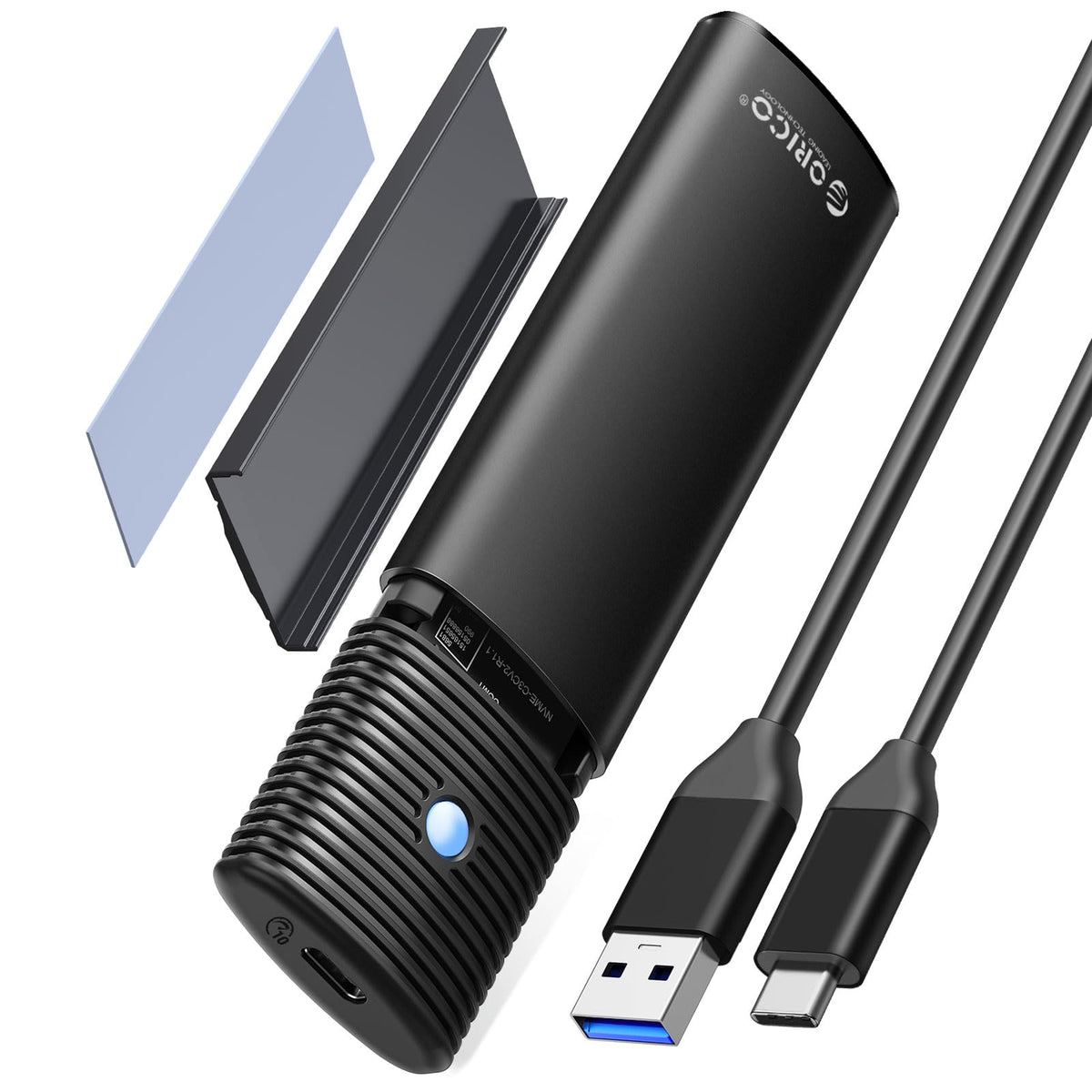 ORICO M.2 NVMe SATA SSD Enclosure Adapter Tool Free, USB C 3.2 Gen 2 10Gbps NVMe, 5Gbps NGFF SATA PCIe M Key(B+M Key) 2230/2242/2260/2280, Aluminum External M2 Reader Support UASP Trim  BK(G2A)