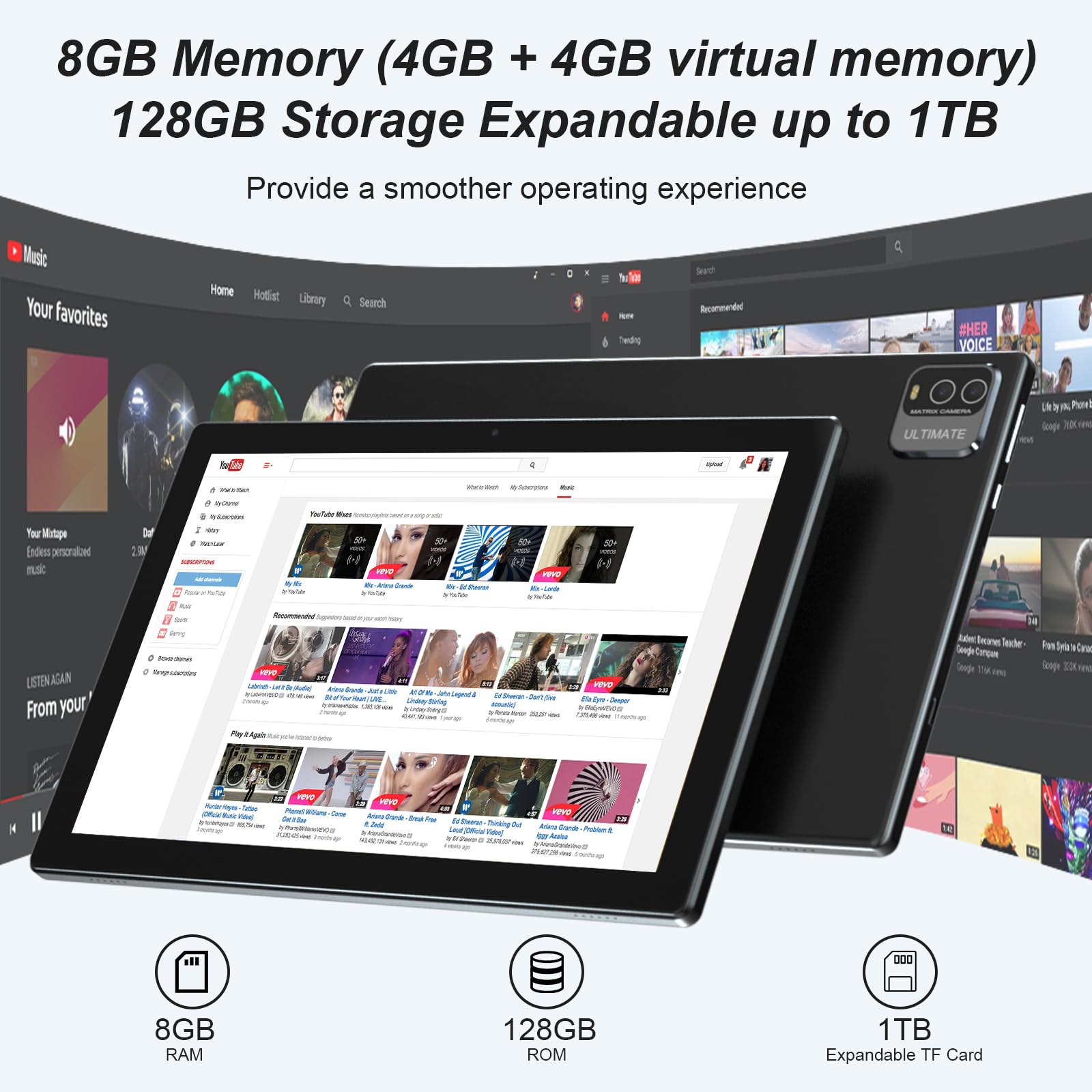 Android 13 Tablet With Keyboard, 2024 Newest 10 Inch 2 In 1 Tablet, 8Gb Ram+128Gb Rom/1Tb Expandable Tablet Pc, Quad Core 1.8Ghz