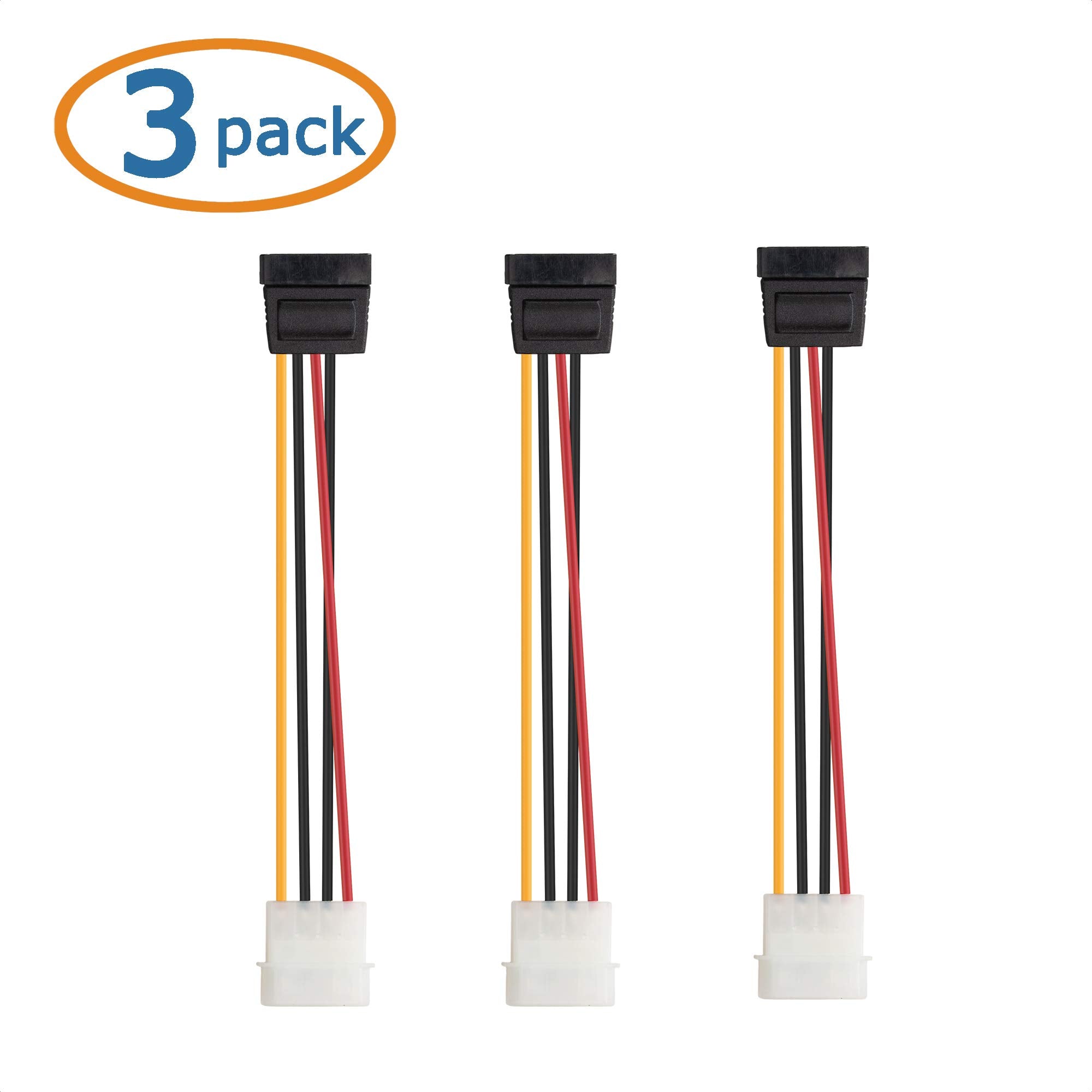 Cable Matters 3 Pack 4 Pin Molex To Sata Power Cable (Sata To Molex)   6 Inches
