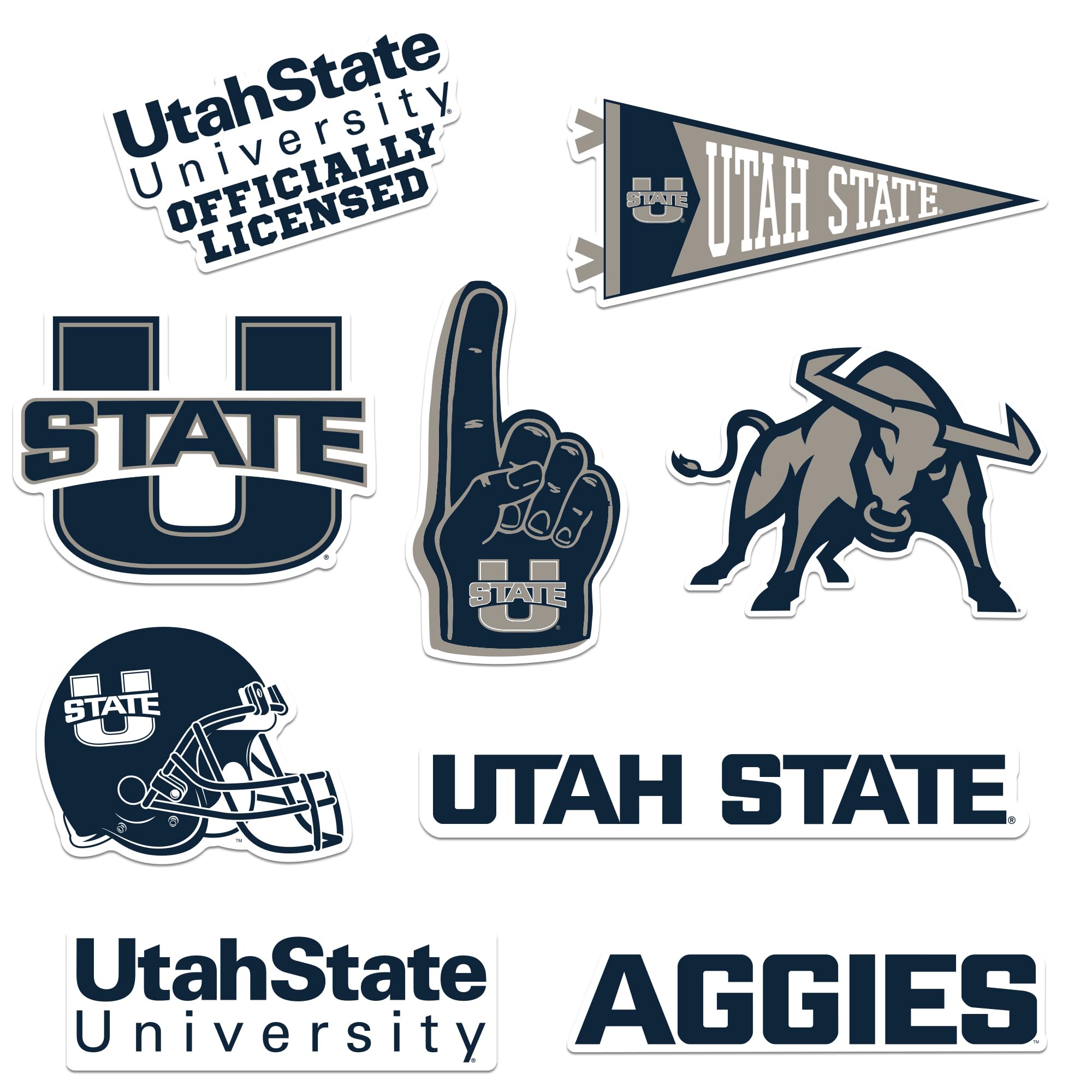 Utah State University 8Ct Vinyl Large Deluxe Stickers Variety Pack   Laptop, Water Bottle, Scrapbooking, Tablet, Skateboard, Ind