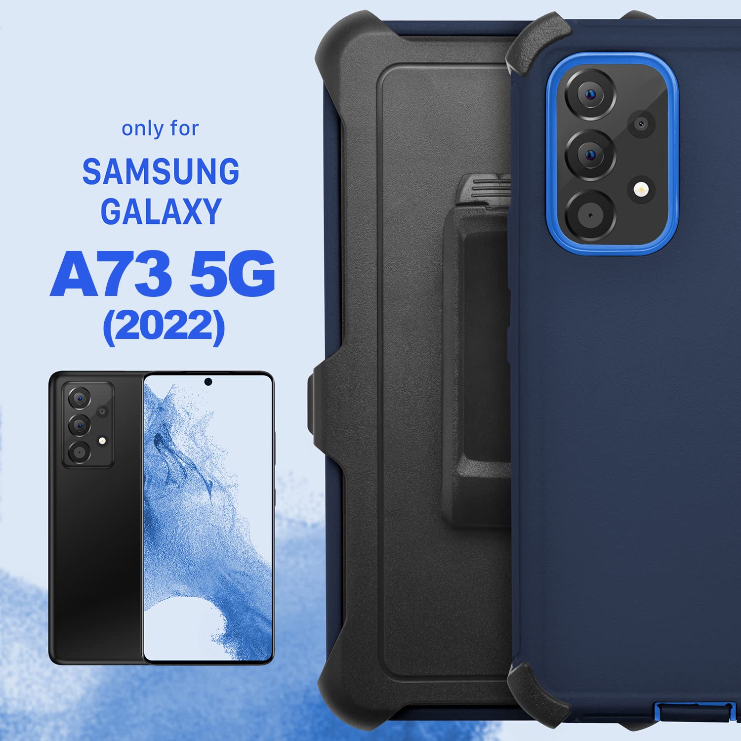 Holster Case For Galaxy A73 5G (2022), Water Resistance Shockproof Dustproof Heavy Duty Military Grade Protective Case For Samsu