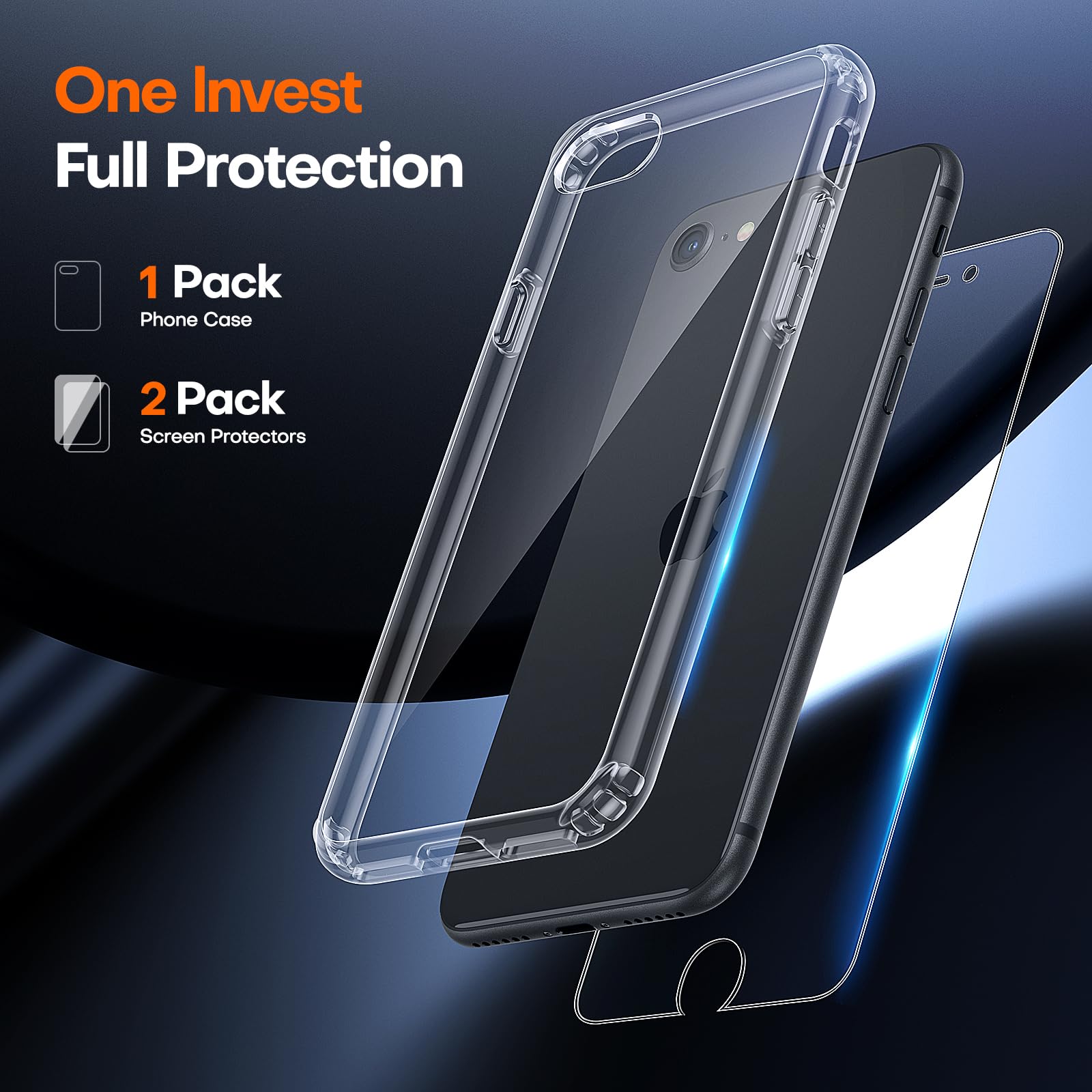 Tauri For Iphone Se Case 2022/3Rd/2020/2Rd, For Iphone 8/7 Case Clear, [Not Yellowing] With 2X Tempered Glass Screen Protectors,