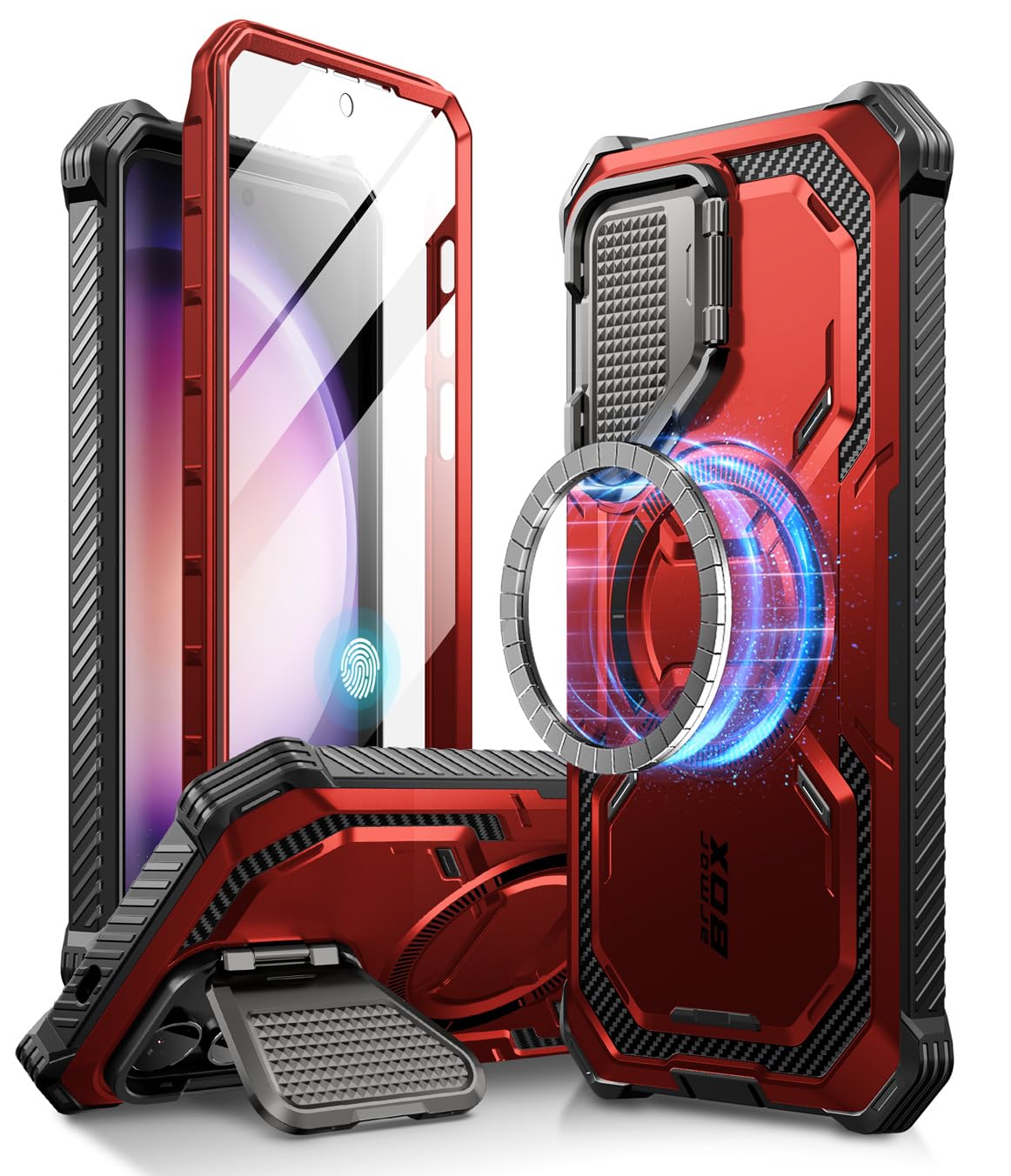 iBlason for Samsung Galaxy S24 Case with Camera Cover Stand, [Compatible with MagSafe] [Builtin Screen Protector], AntiFall M